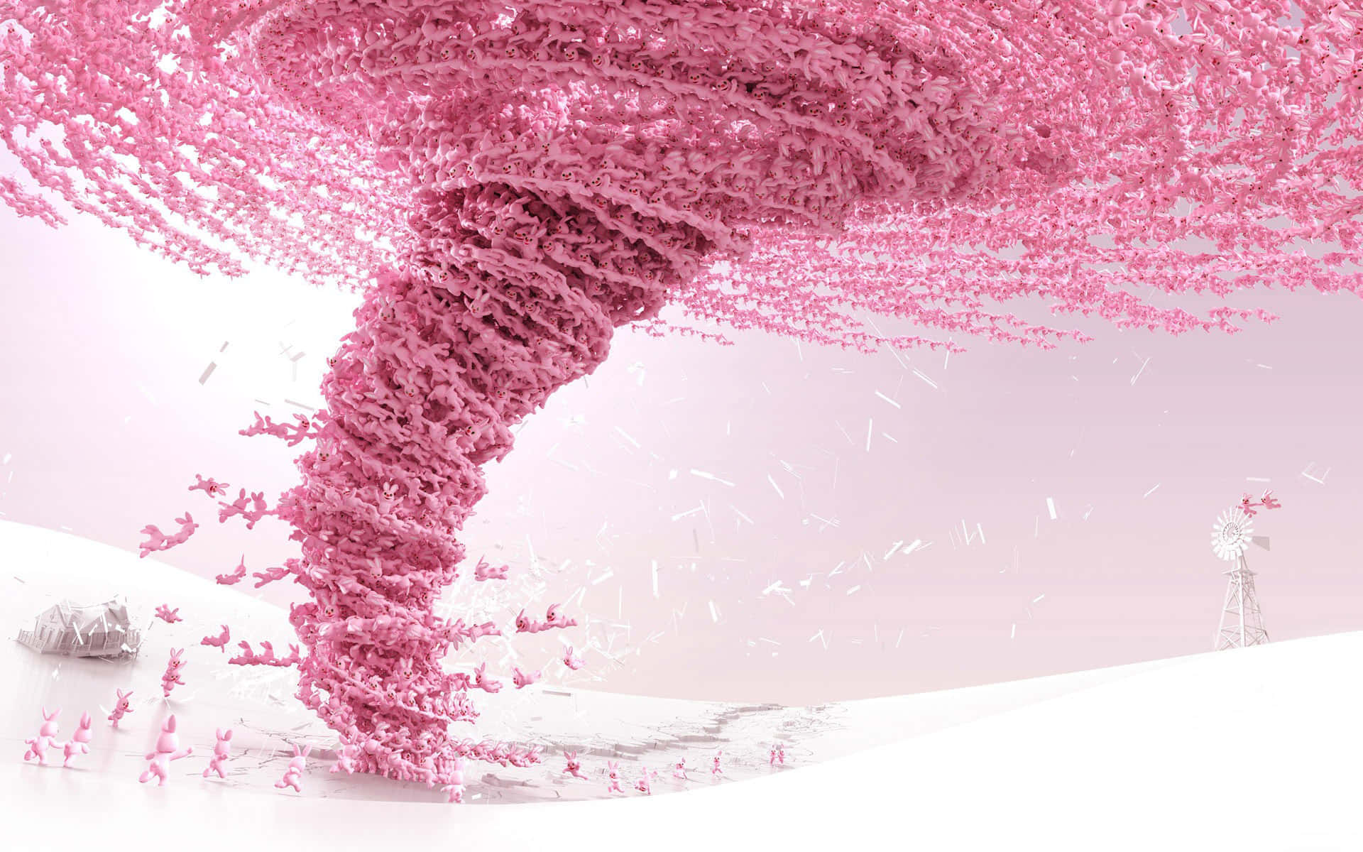 Açık Pembe Tornado Tavşanlar İllüstrasyon Arka Planı Duvar Kağıdı