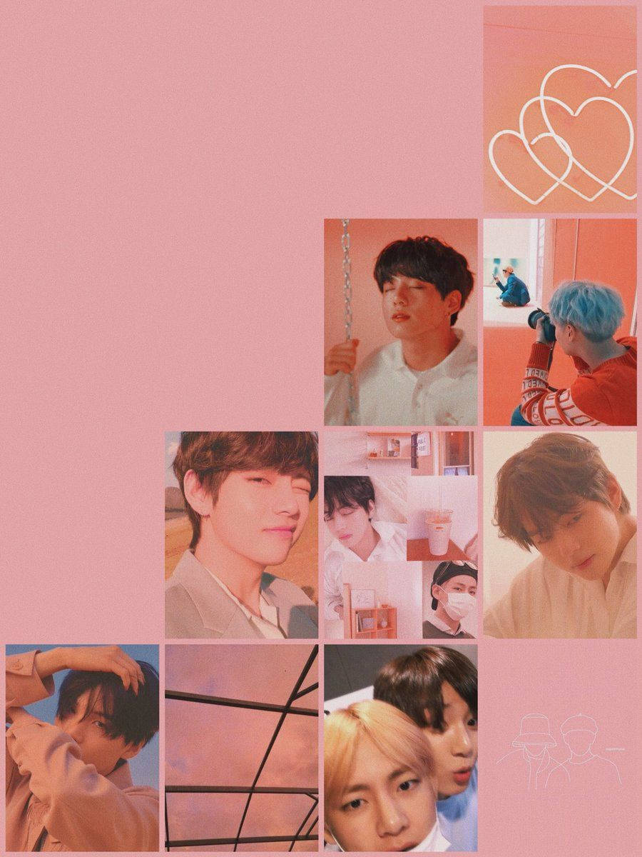 Aesthetic Bts Taekook Pembe Duvar Kağıdı