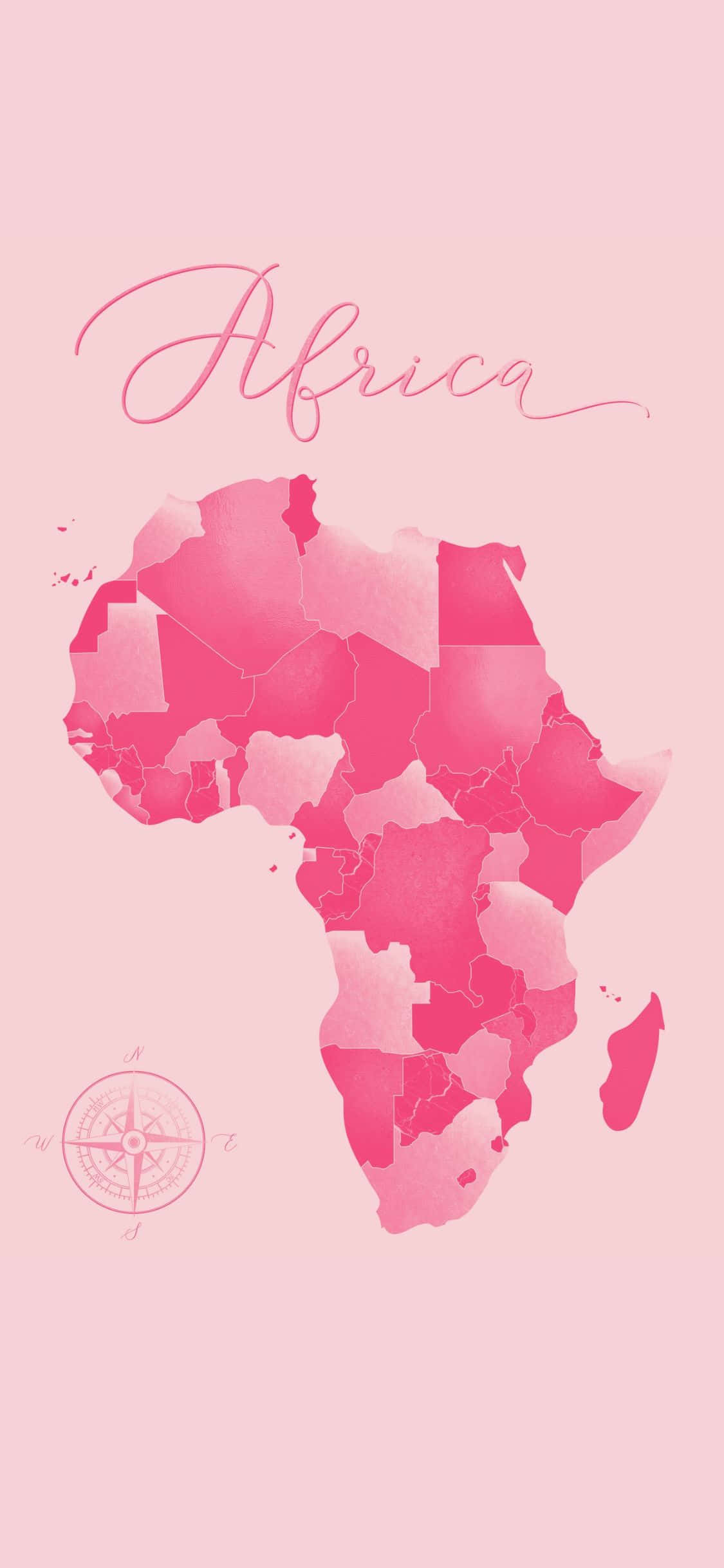 Afrika haritası pembe suluboya Duvar Kağıdı