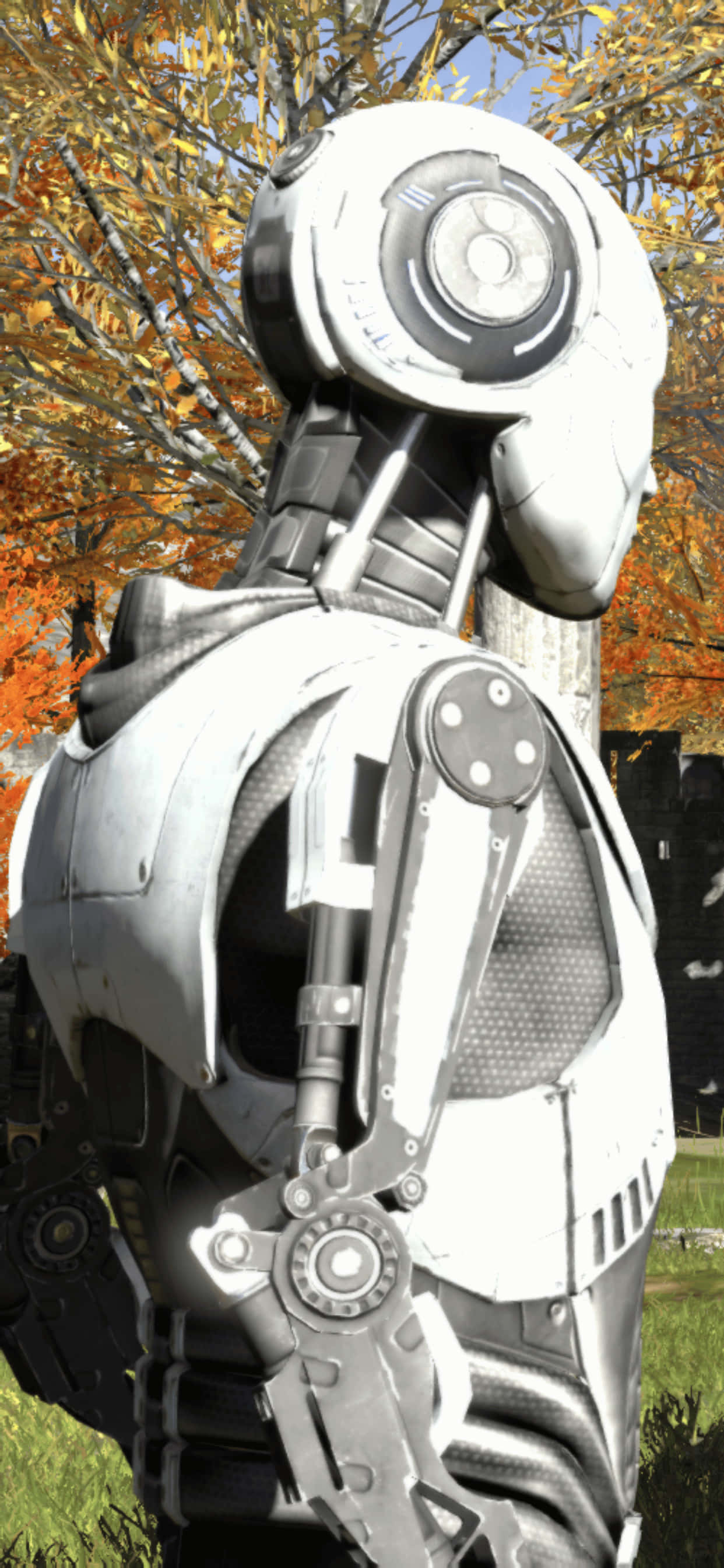ağaçların olduğu bir tarlada duran bir robot Duvar Kağıdı