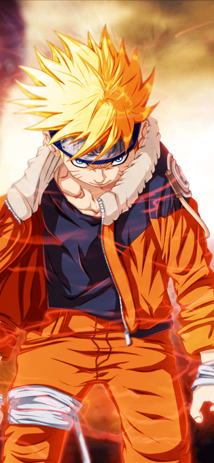 Aksiyon Halindeki Sert Uzumaki Naruto - Turuncu Anime Sahnesi Duvar Kağıdı