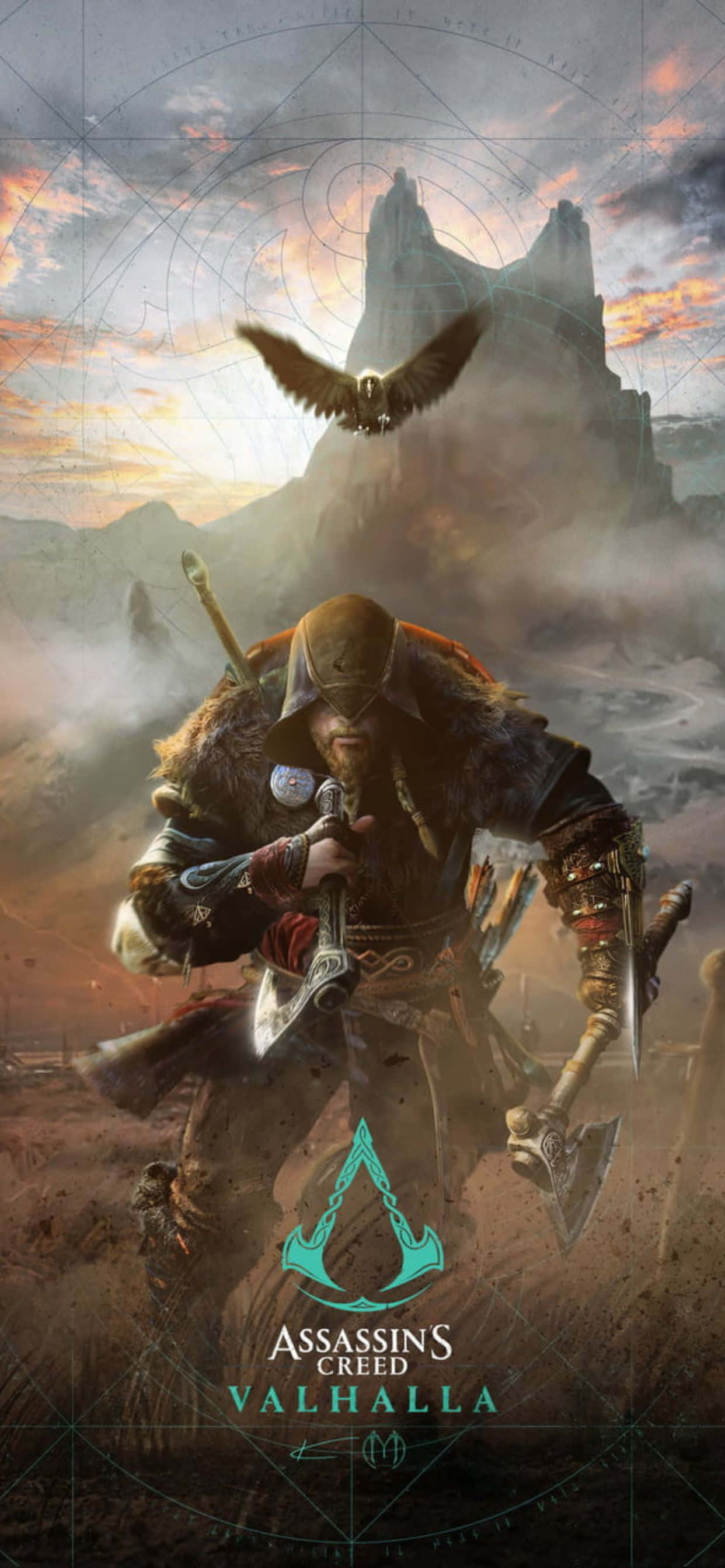 Aksiyon Rol Yapma Oyunu Sanat Eseri iPhone Xs Max Assassin's Creed Valhalla Arka Planı Duvar Kağıdı