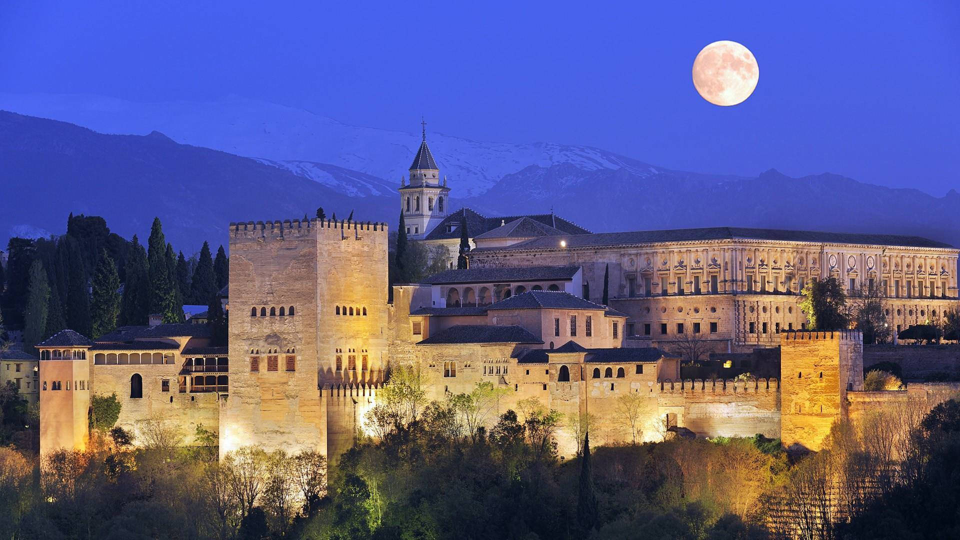 Alhambra Ay Gecesi Gökyüzü Duvar Kağıdı