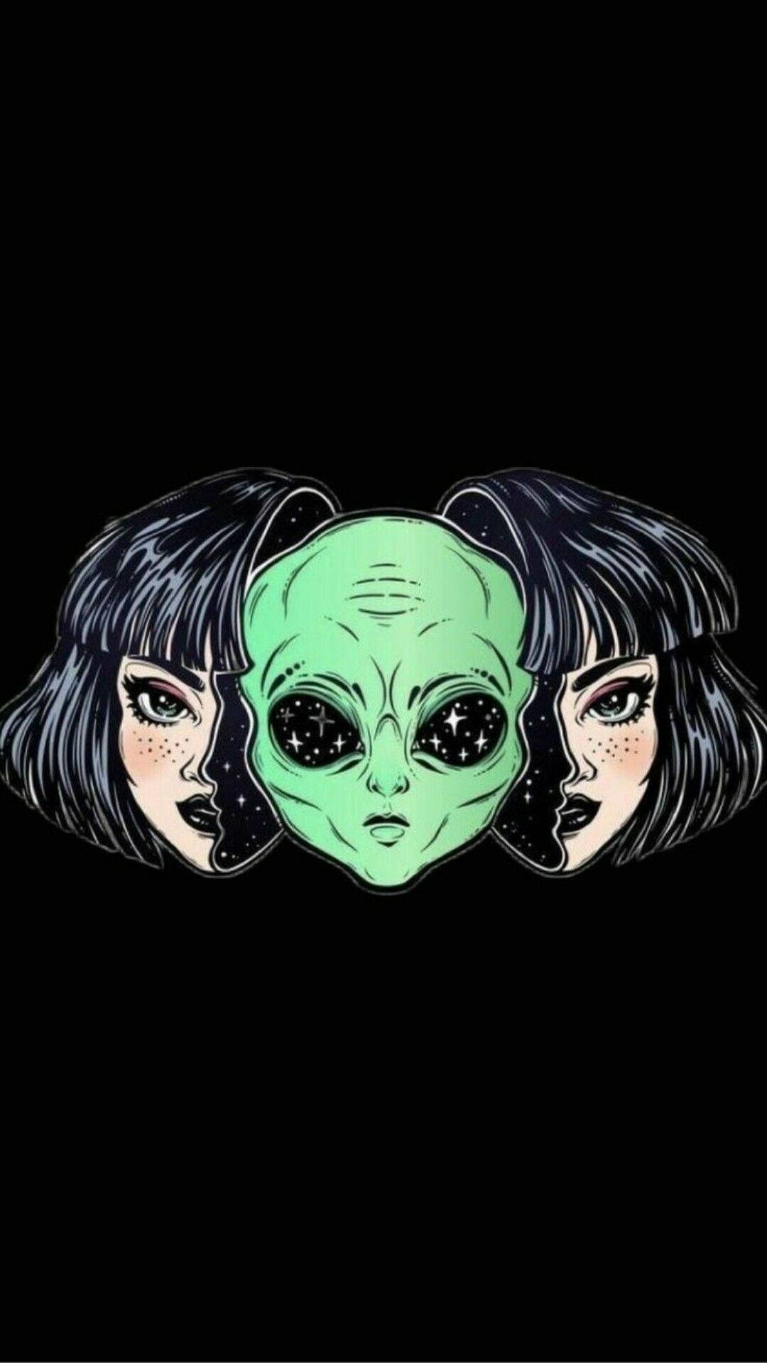 Alien Kızı Trippy Estetik Duvar Kağıdı