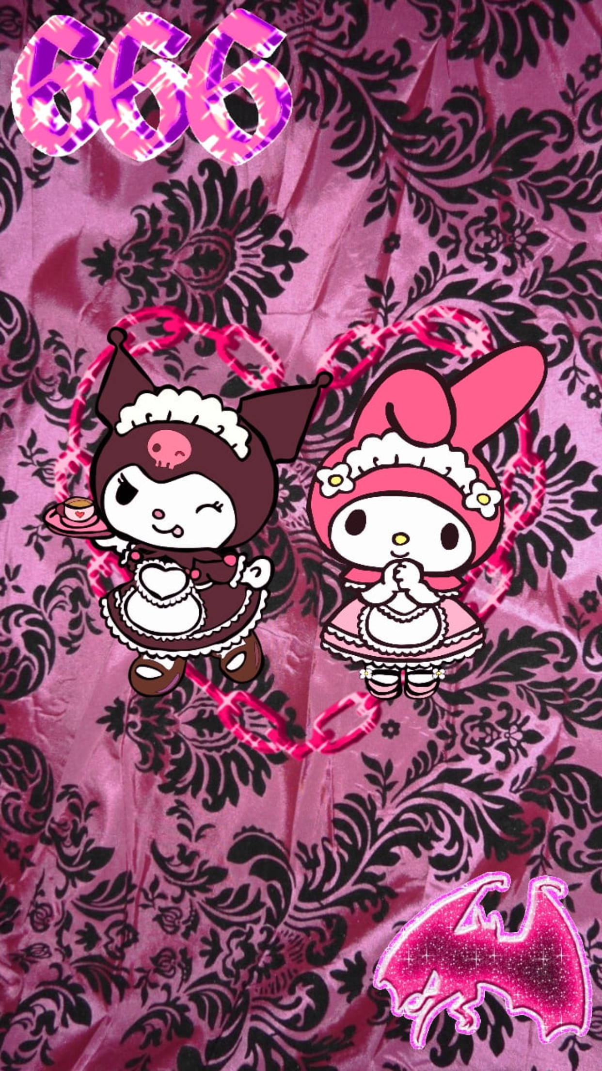 Alt Estetik Kuromi ve Melody Duvar Kağıdı