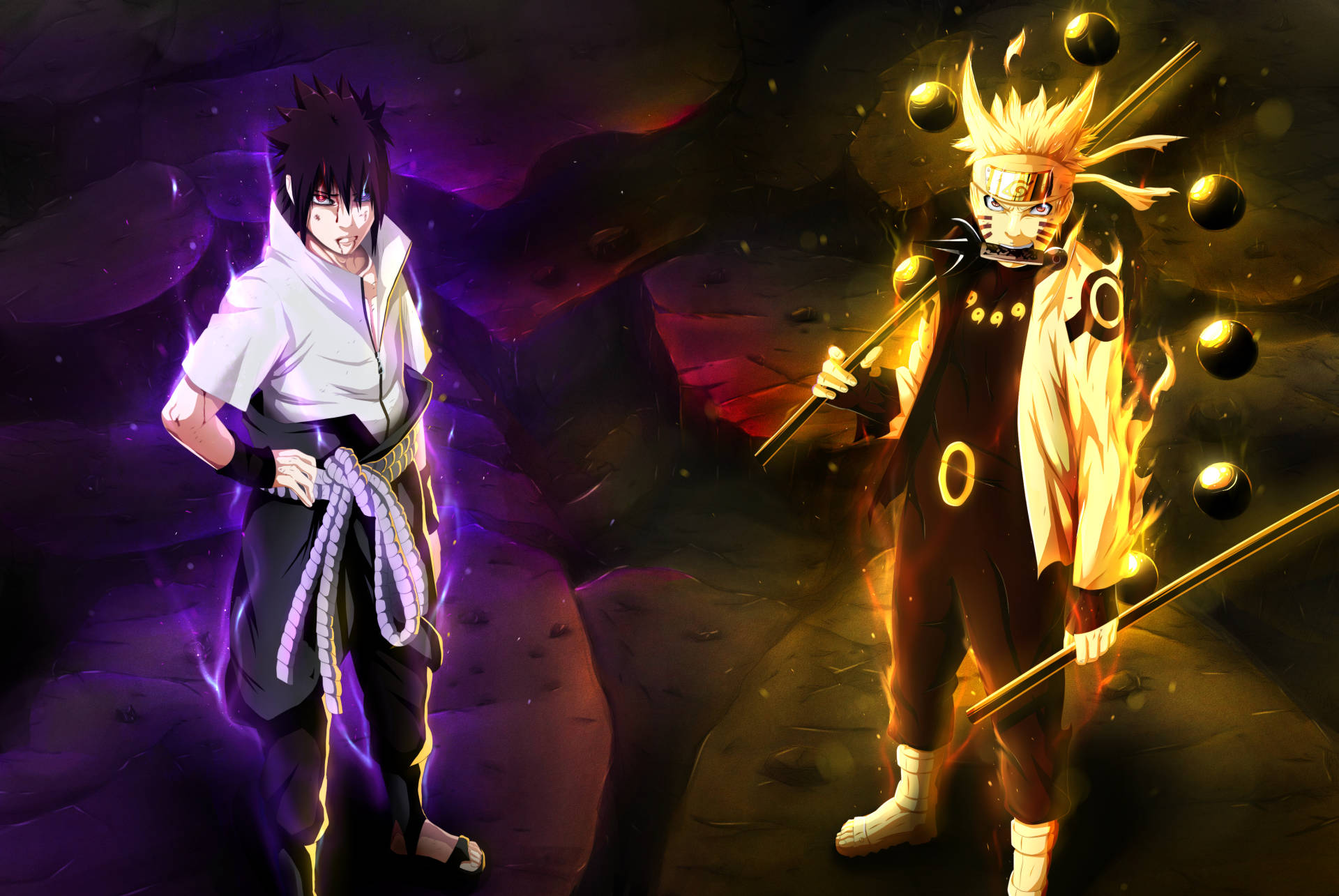 Altı Yollu Sasuke ve Naruto Dizüstü Bilgisayar Duvar Kağıdı