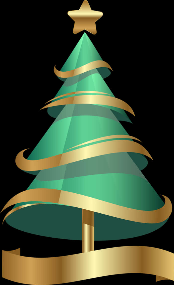 Altın Kurdeleli Noel Ağacı Duvar Kağıdı