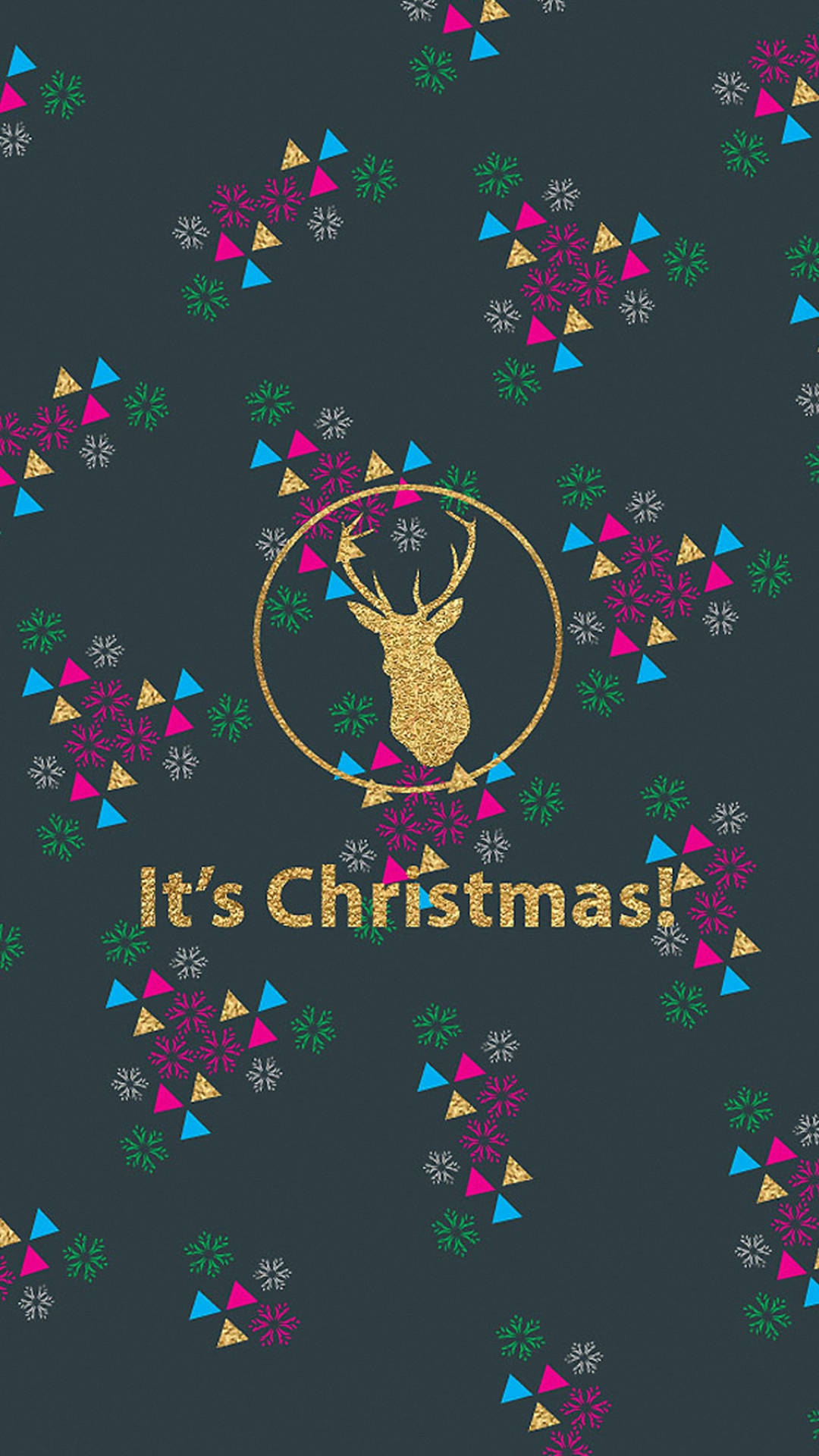 Altın Ren Geyiği - Büyüleyici Noel iPhone Duvar Kağıdı