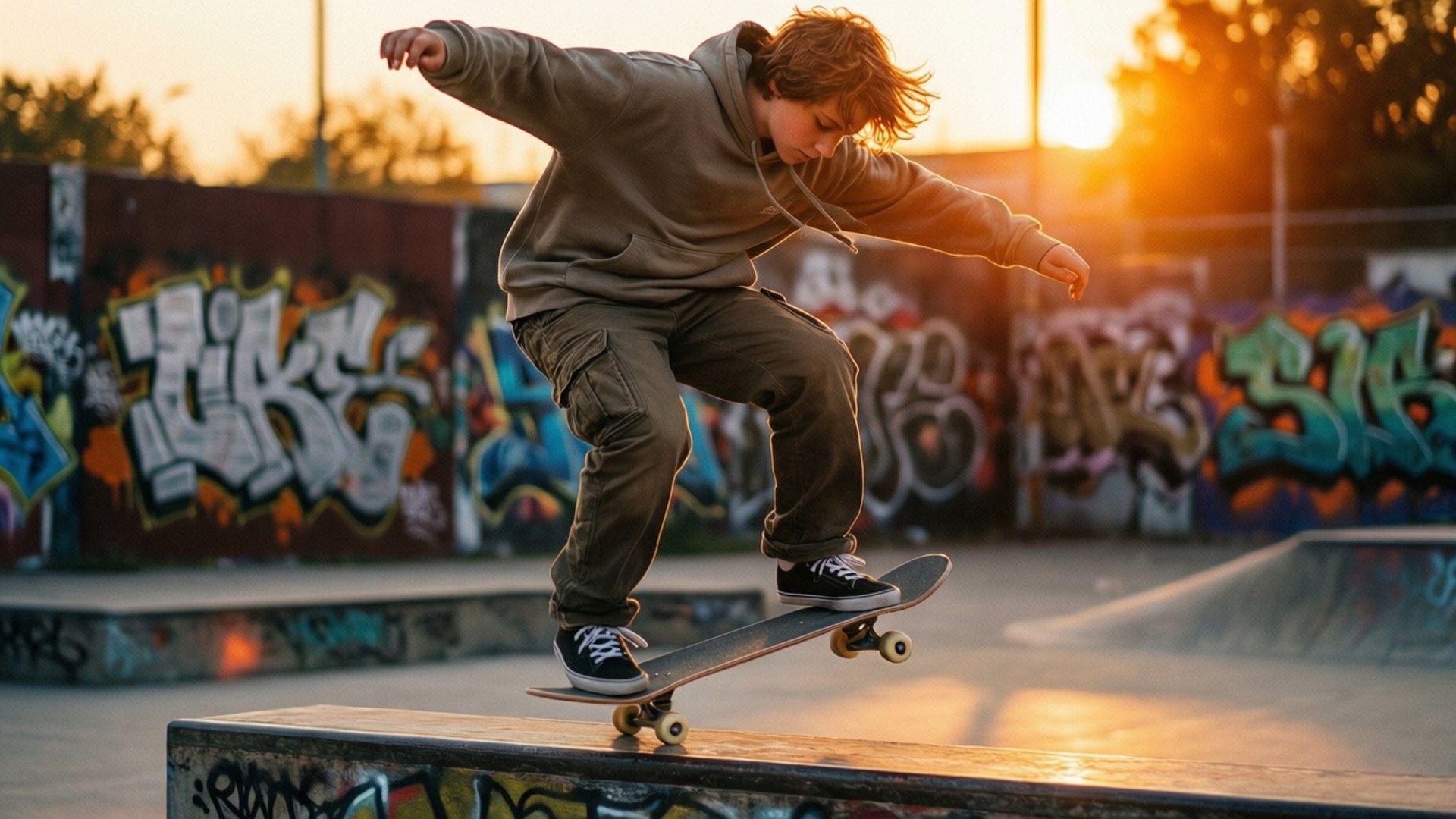 Altın Saat Kickflip Duvar Kağıdı