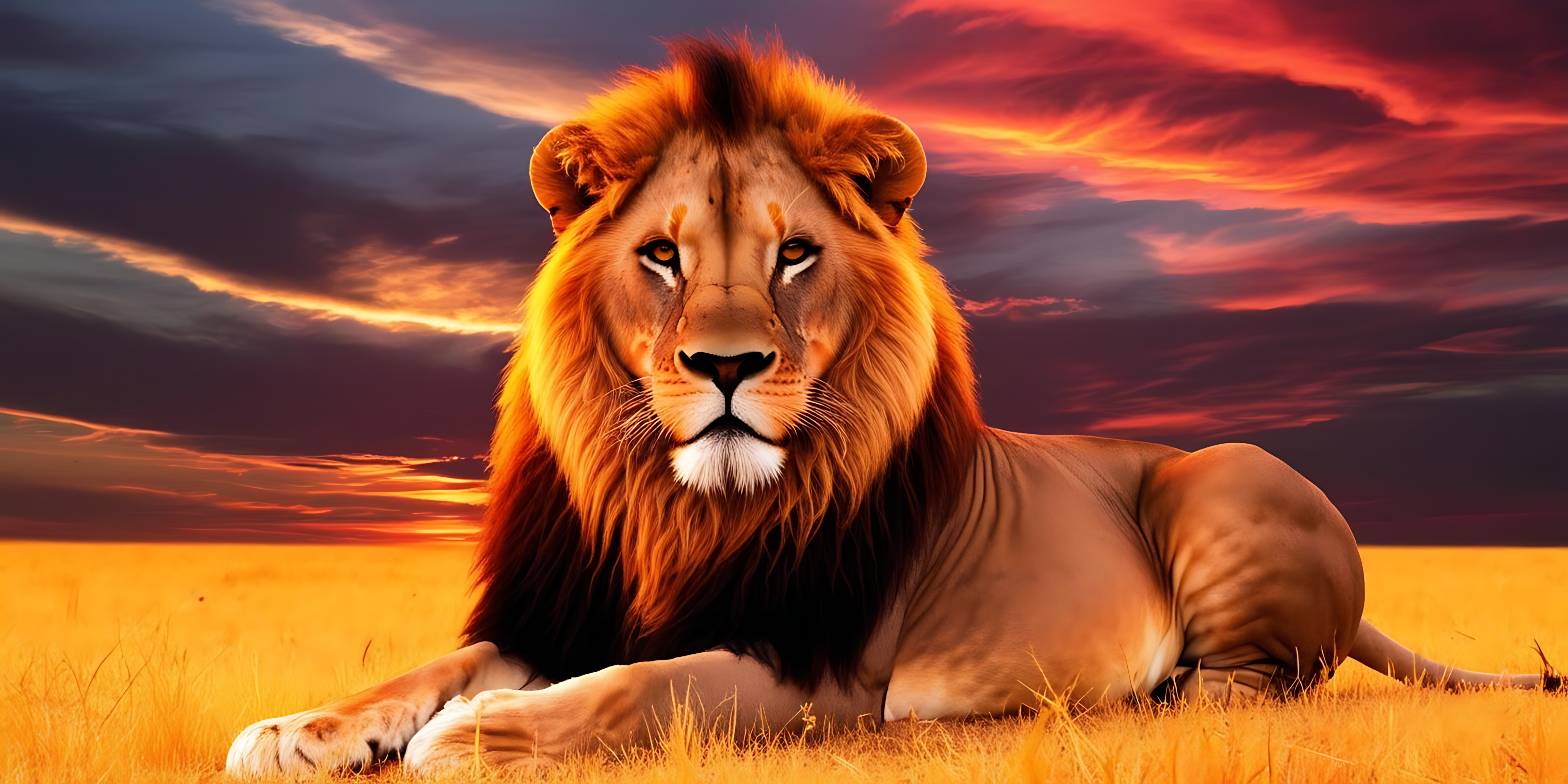 Altın Savannah'ta Dinlenen Aslan Duvar Kağıdı