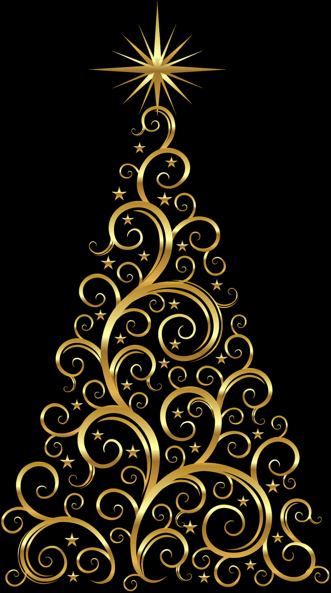 Altın Soyut Noel Ağacı Duvar Kağıdı