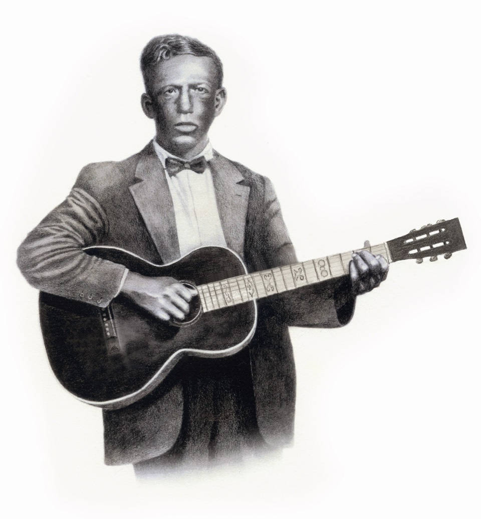 Amerikalı Blues Sanatçısı Charley Patton Gitarıyla Duvar Kağıdı