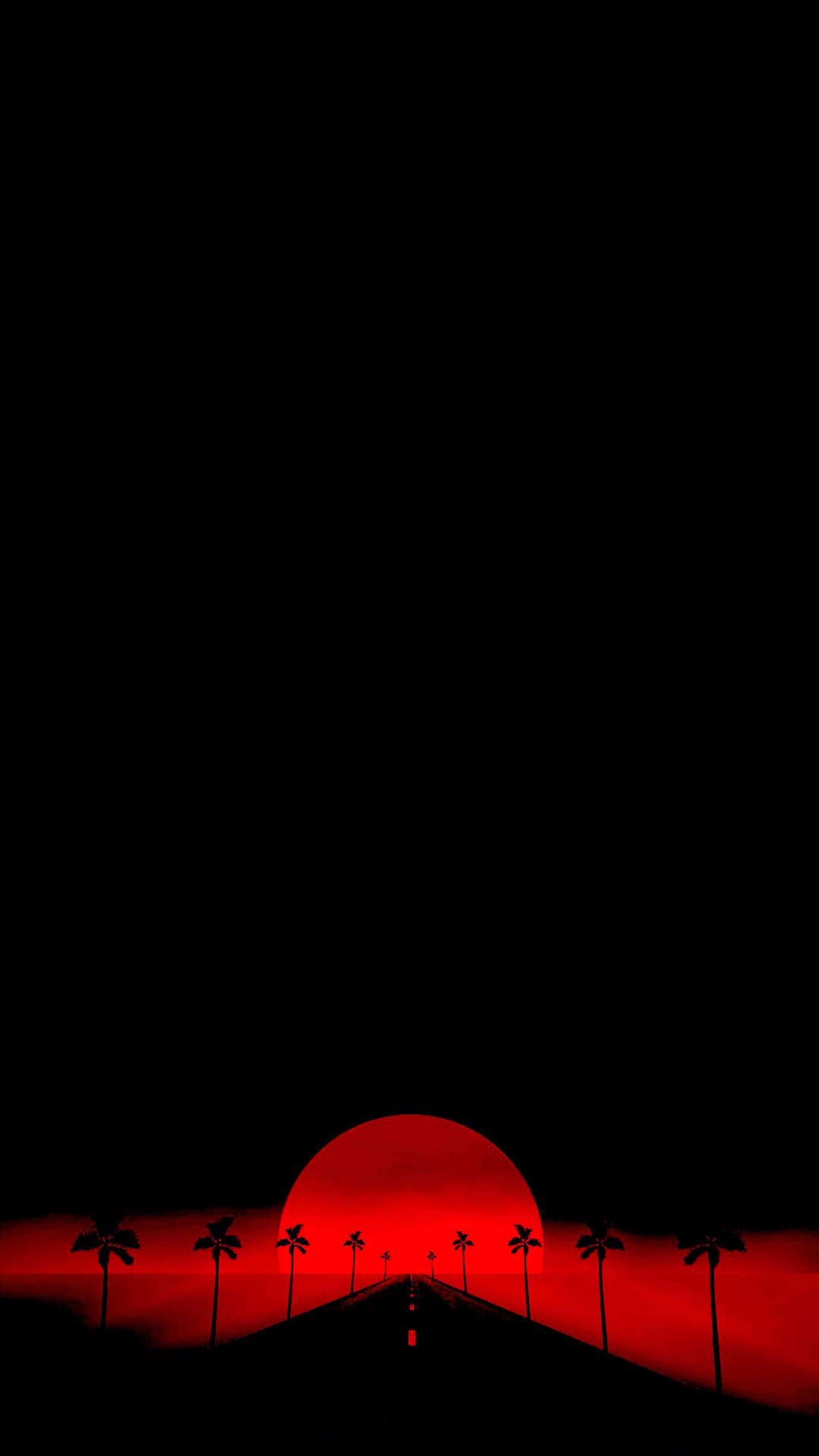 AMOLED Arka Plan Kırmızı Güneş Yolu Duvar Kağıdı