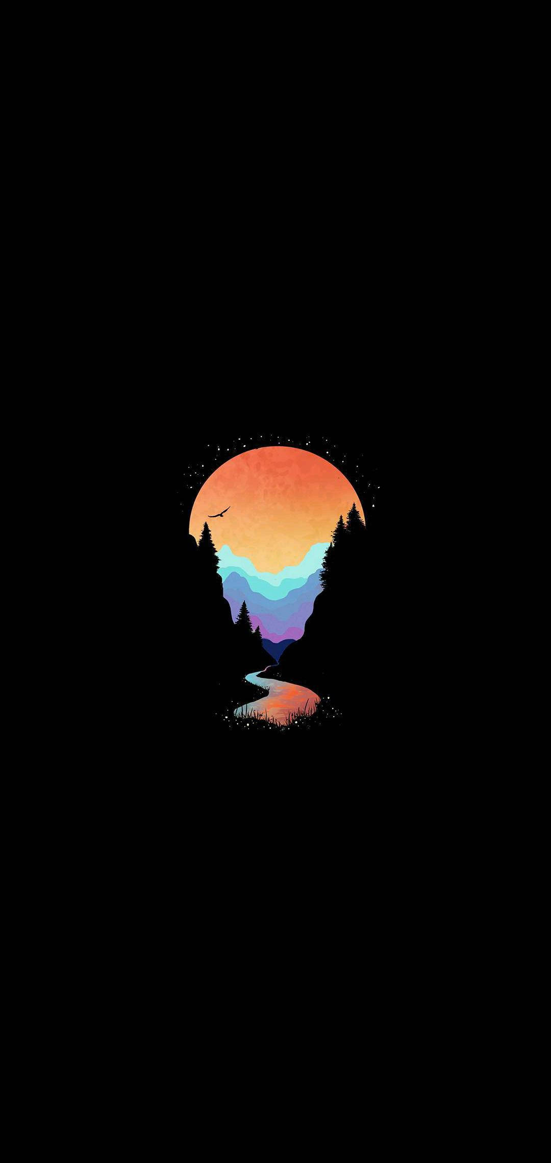 AMOLED Dağ Akıntıları Duvar Kağıdı