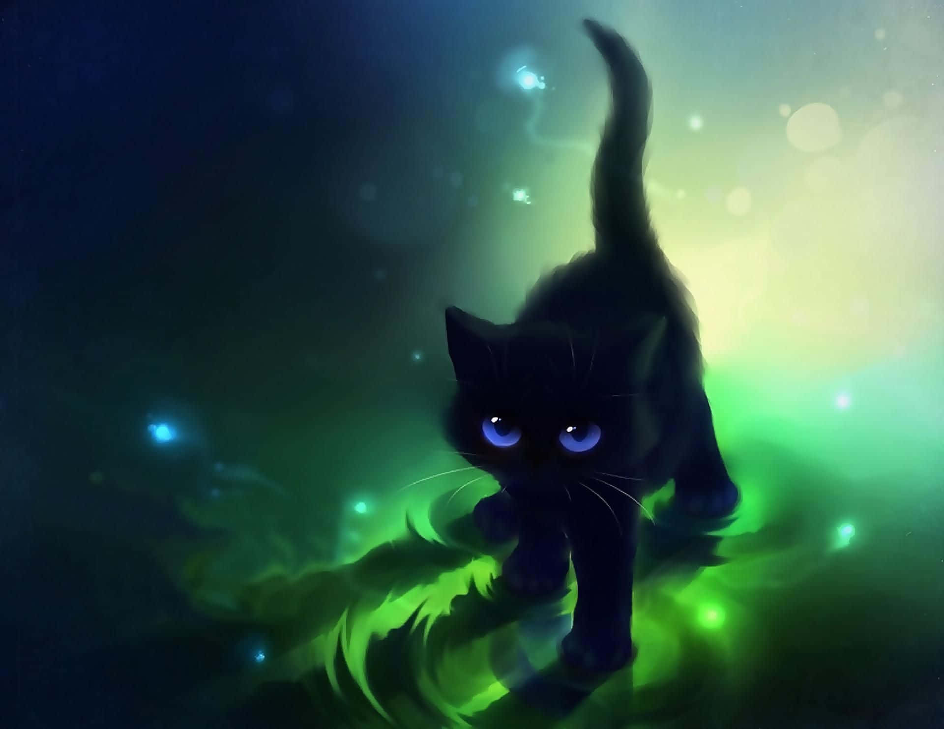 Animasyon Meraklı Bir Kedi Havaya Sıçrıyor Duvar Kağıdı