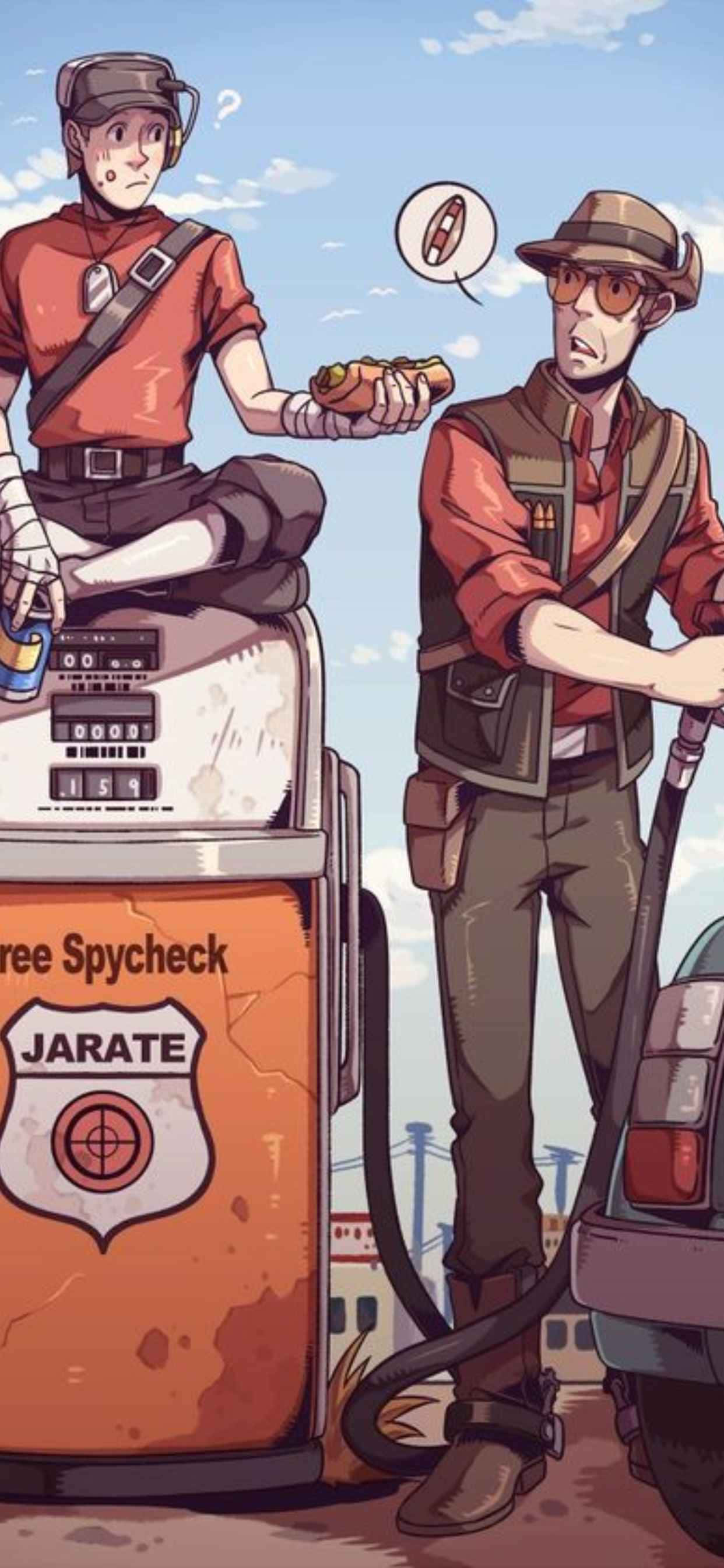 Animasyonlu Gözcü ve Nişancı iPhone Xs Max Team Fortress 2 Duvar Kağıdı