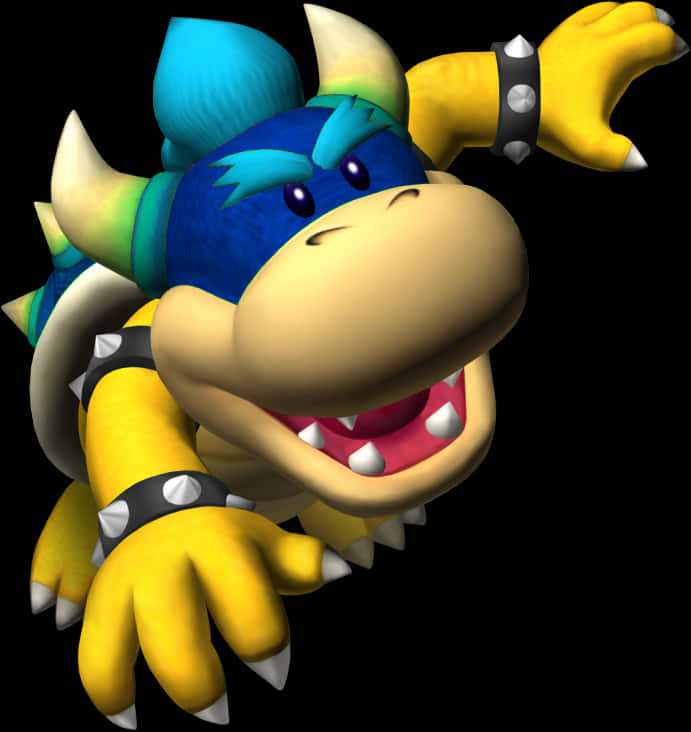 Animasyonlu Mavi Saçlı Bowser Karakteri Duvar Kağıdı