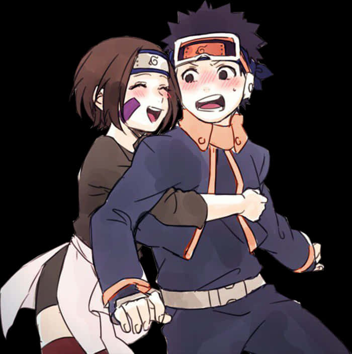 Animasyonlu Naruto ve Rin Kucaklaşması Duvar Kağıdı