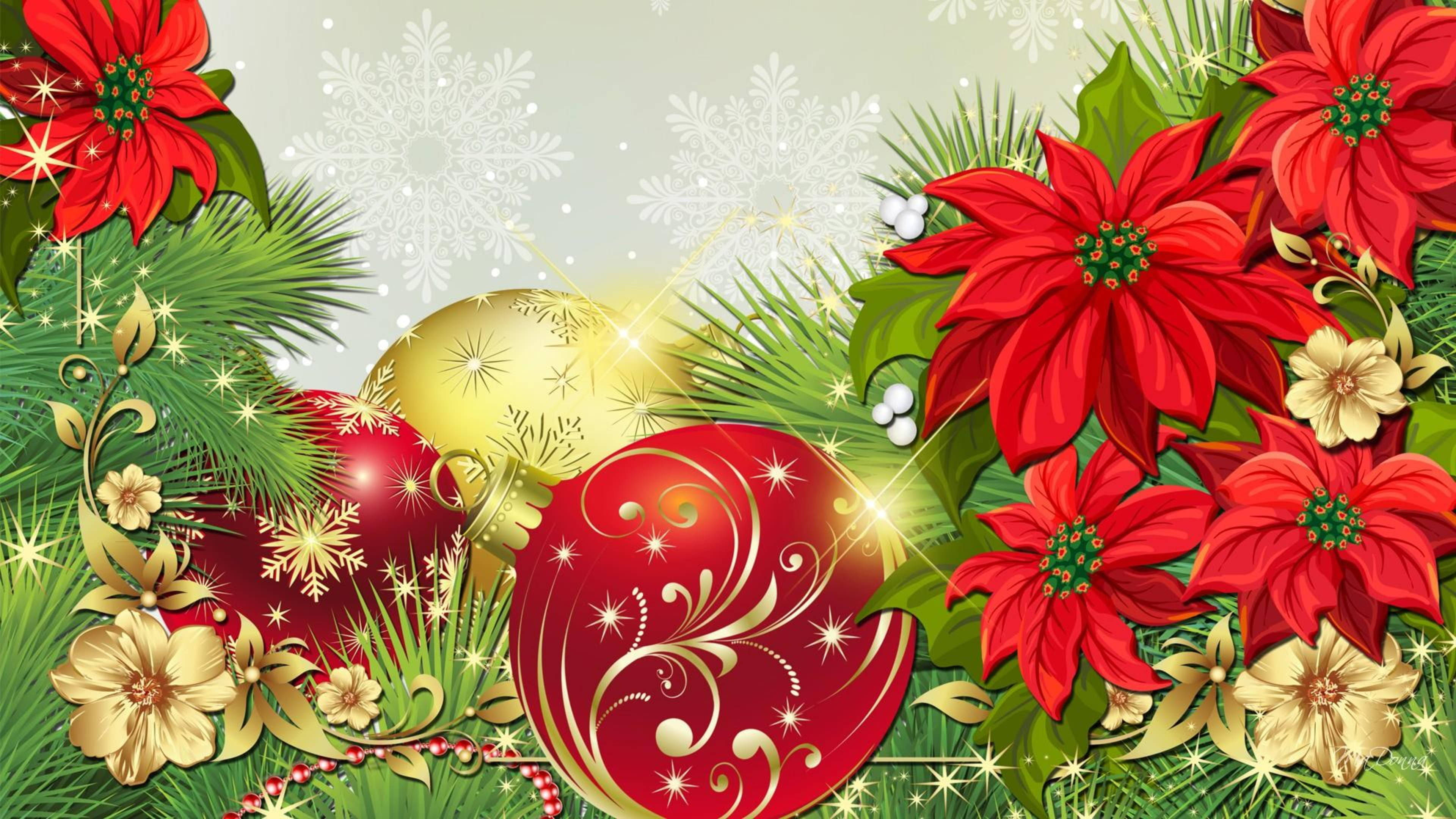 Animasyonlu Noel Atatürk Çiçeği Duvar Kağıdı