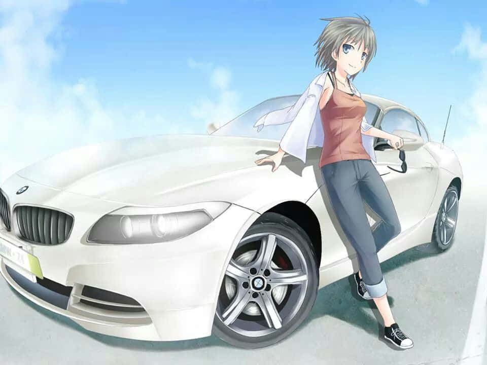 Anime Arabayla Gece Dışarı Çıkmaya Hazırlık Duvar Kağıdı