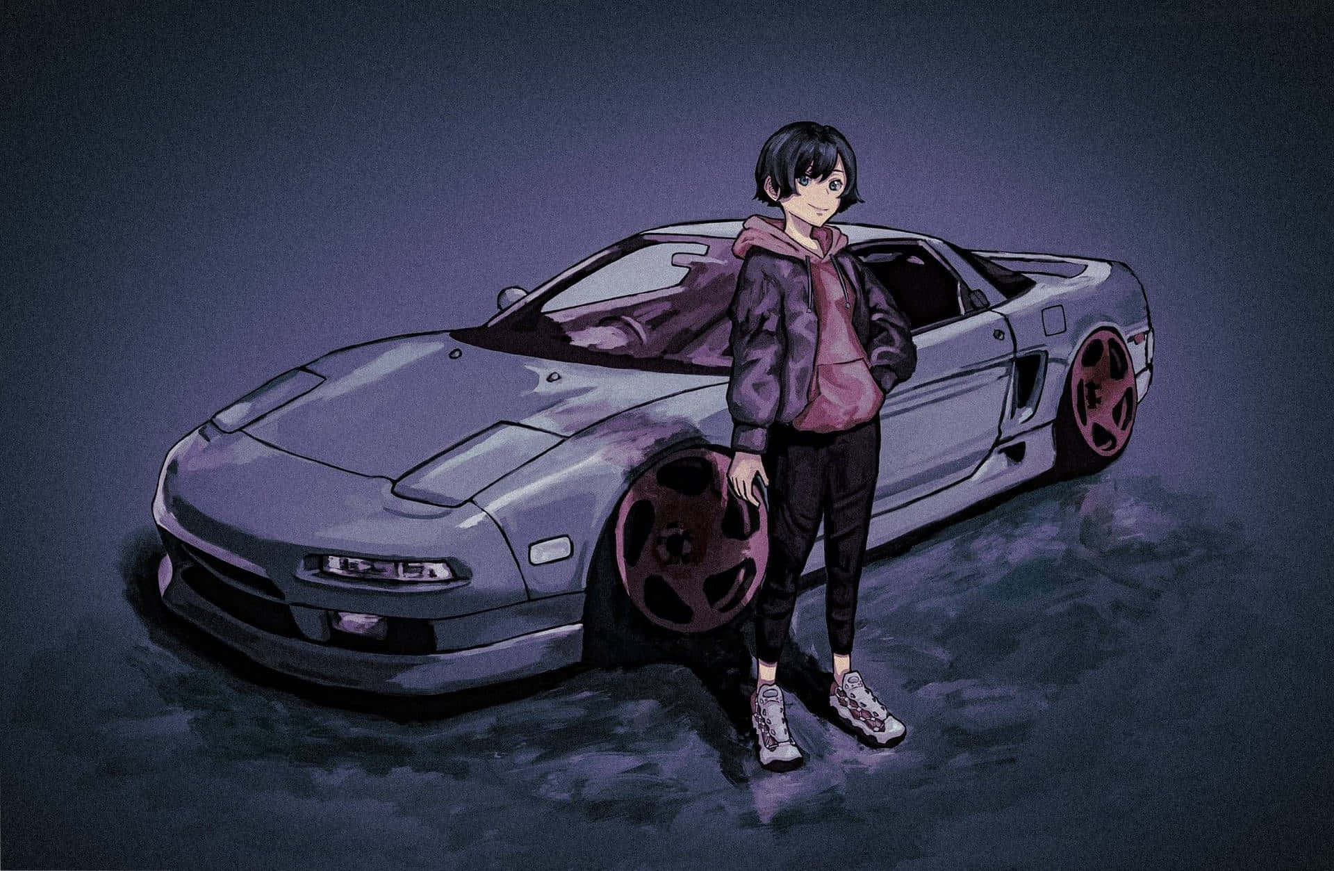 Anime Arabayla Yüksek Hızlı Macera Duvar Kağıdı