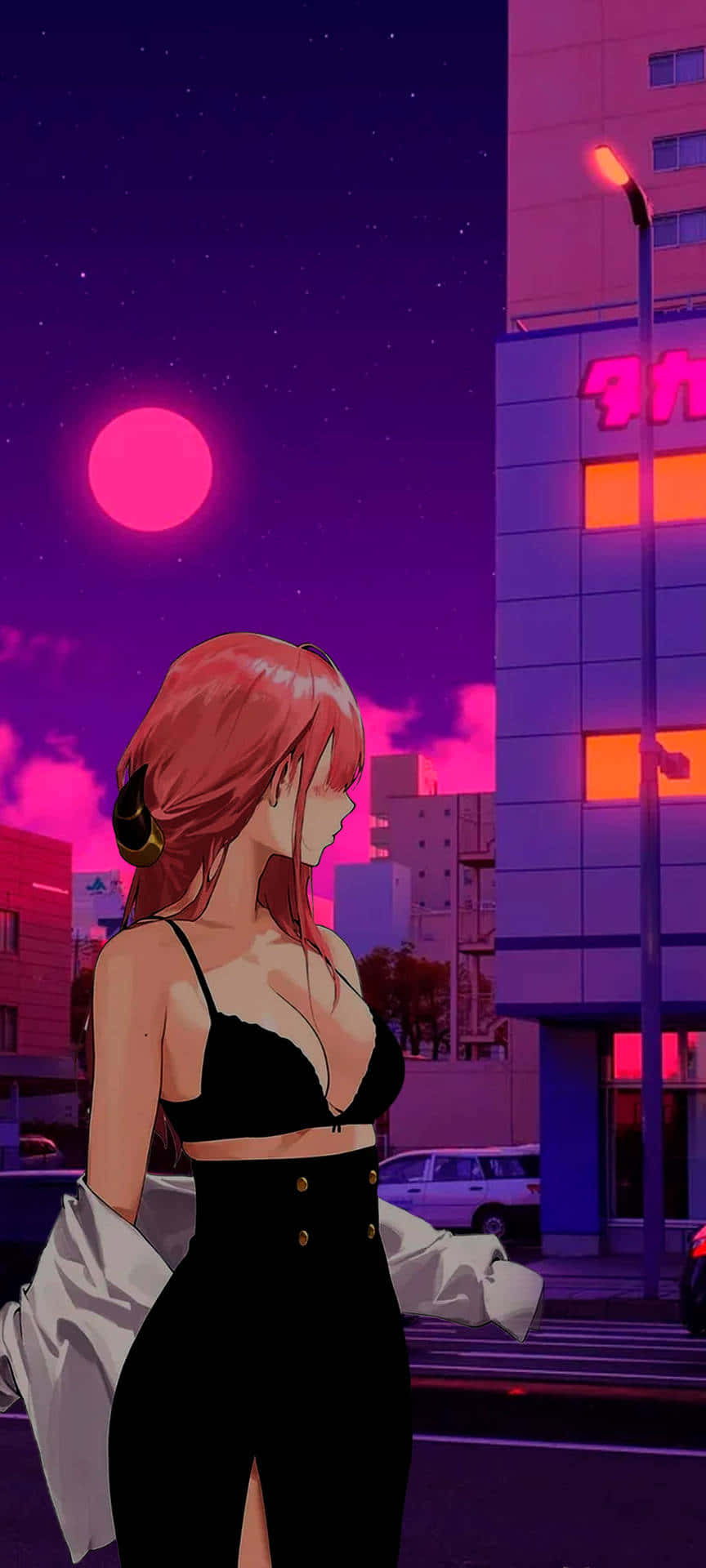 Anime Binası Vaporwave Duvar Kağıdı
