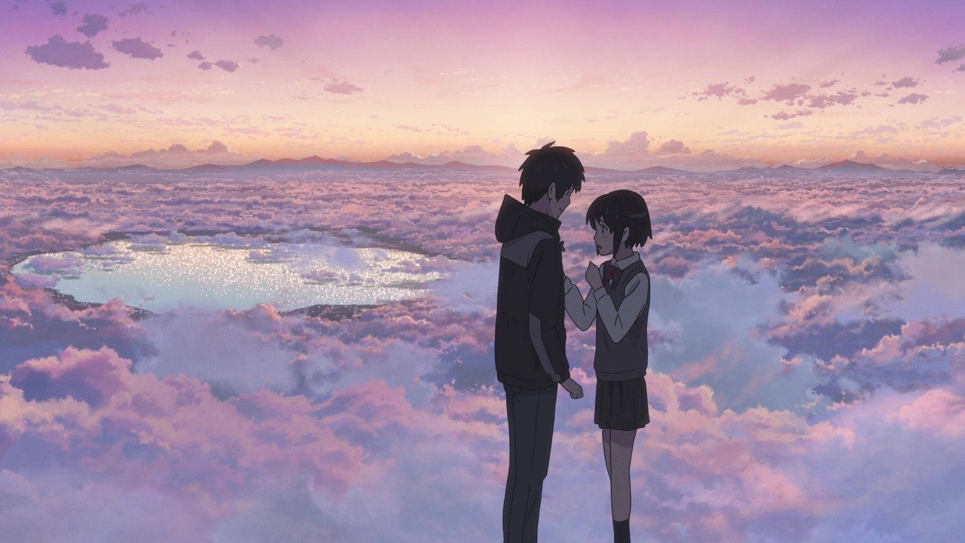 Anime Çift Bulutlar Aşk Estetiği Duvar Kağıdı