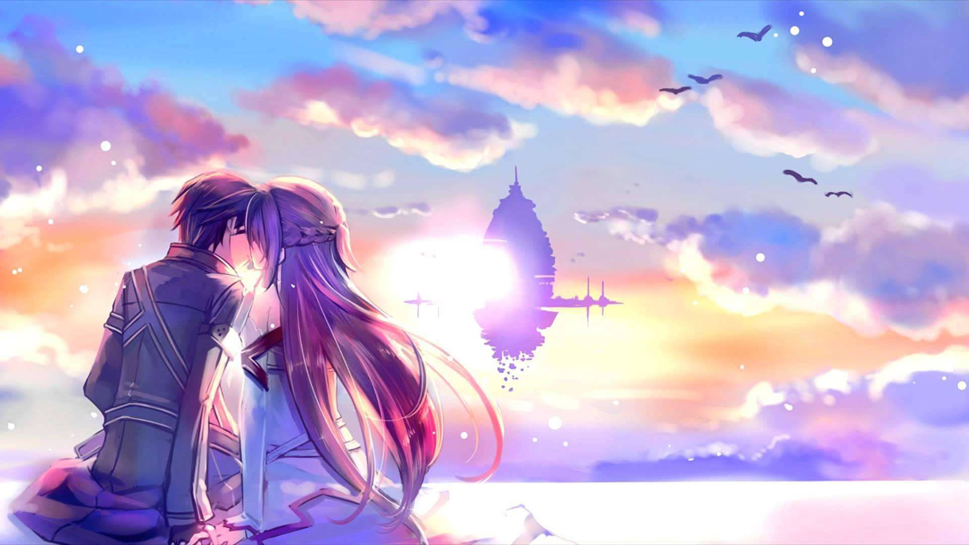 Anime Çifti Öpüşüyor HD Duvar Kağıdı