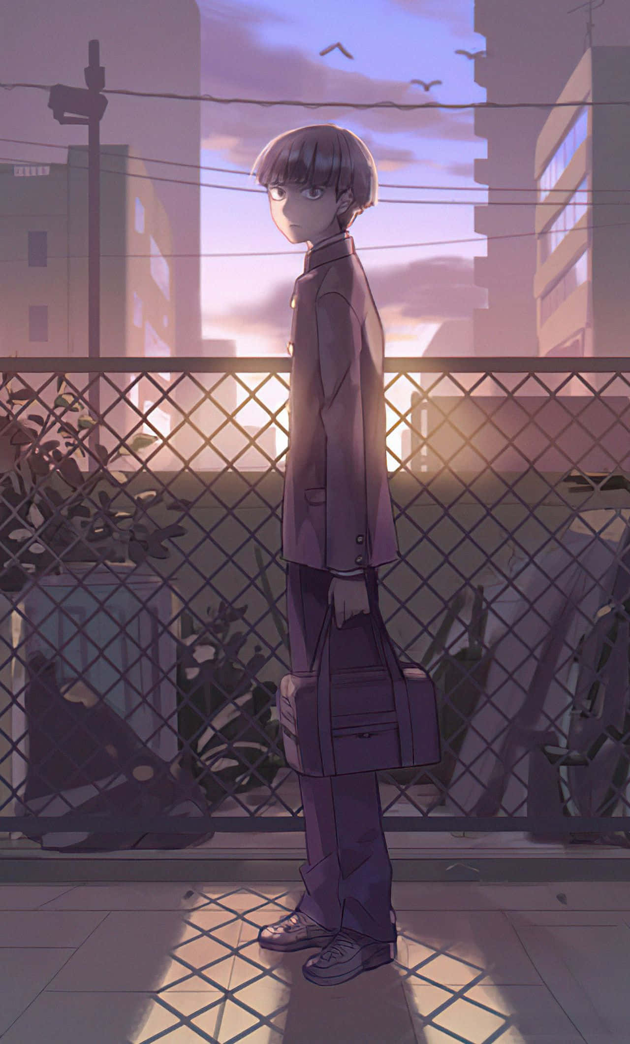 Anime Çocuk Tam Vücut Mob Psycho iPhone Duvar Kağıdı