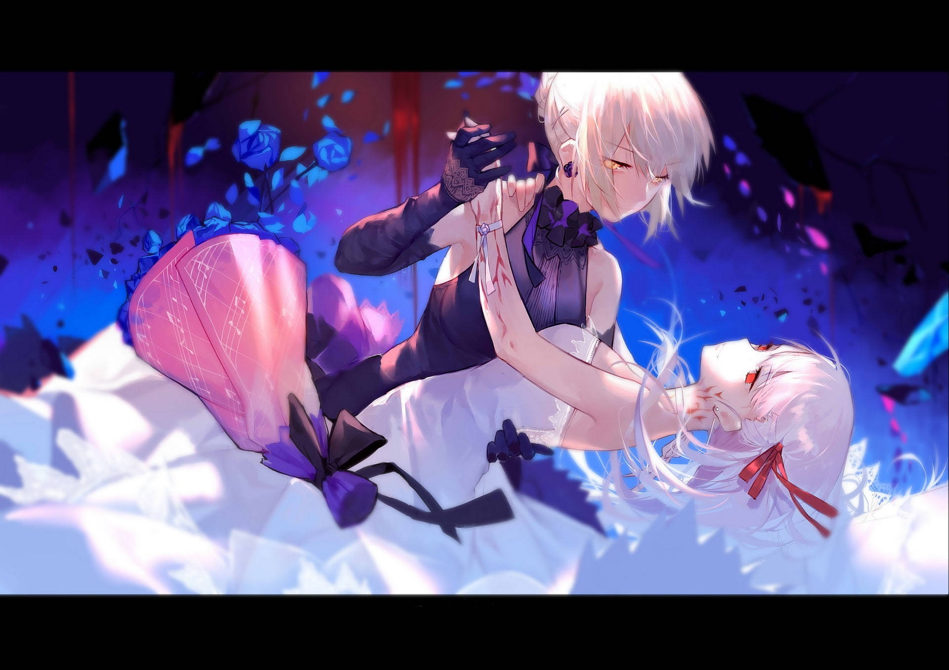 Anime Dans Eden Lezbiyen Çift Duvar Kağıdı