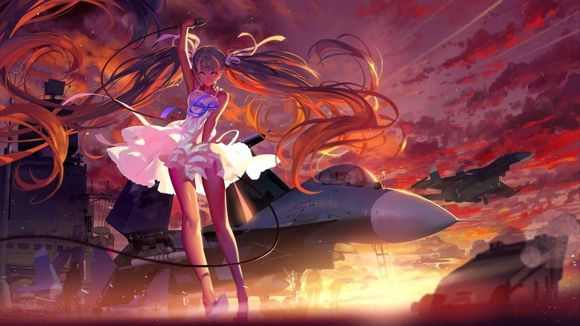 Anime Dans Eden Balerin Gün Batımıyla Duvar Kağıdı
