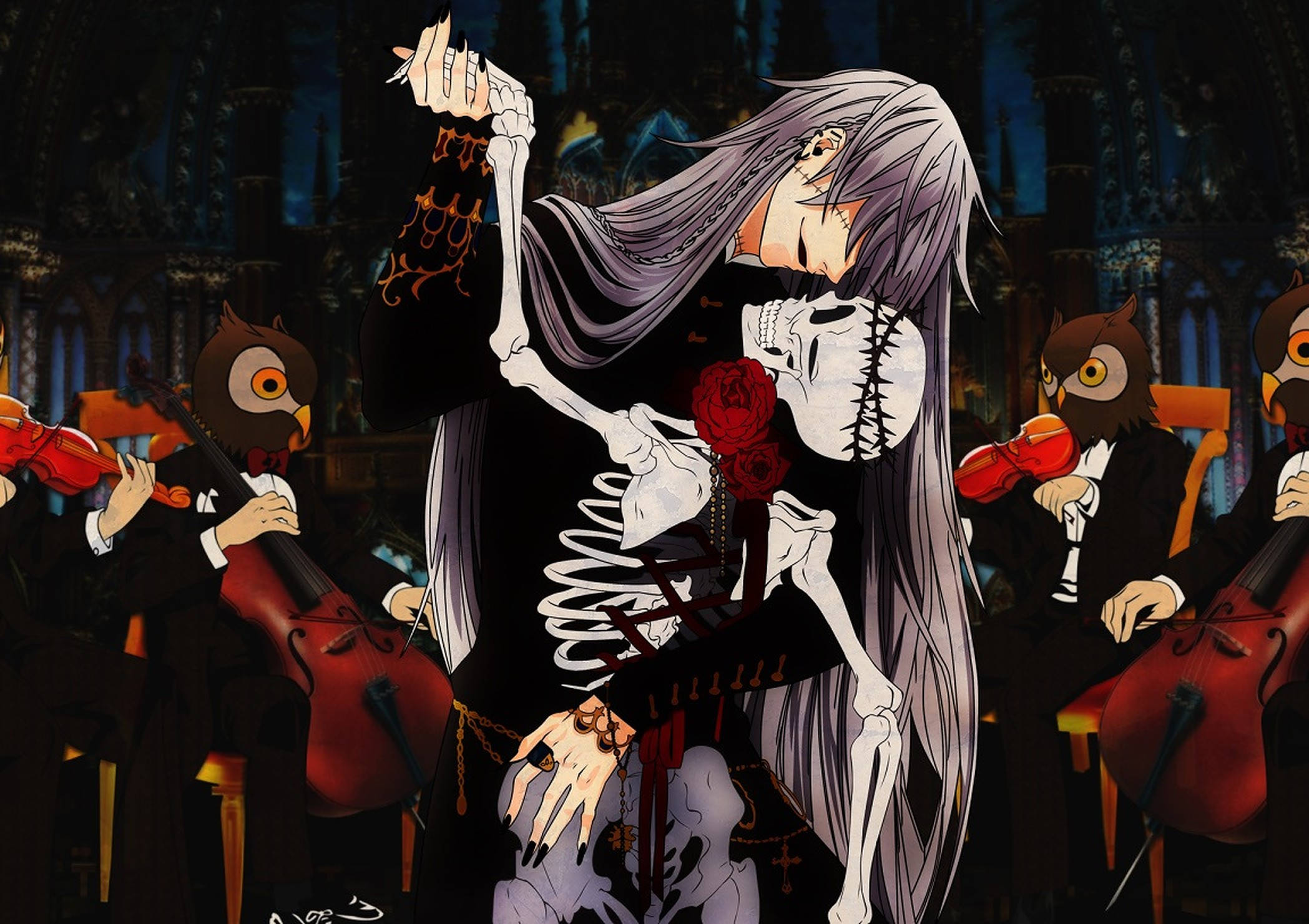 Anime Dans Eden İskeletli Çocuk Duvar Kağıdı