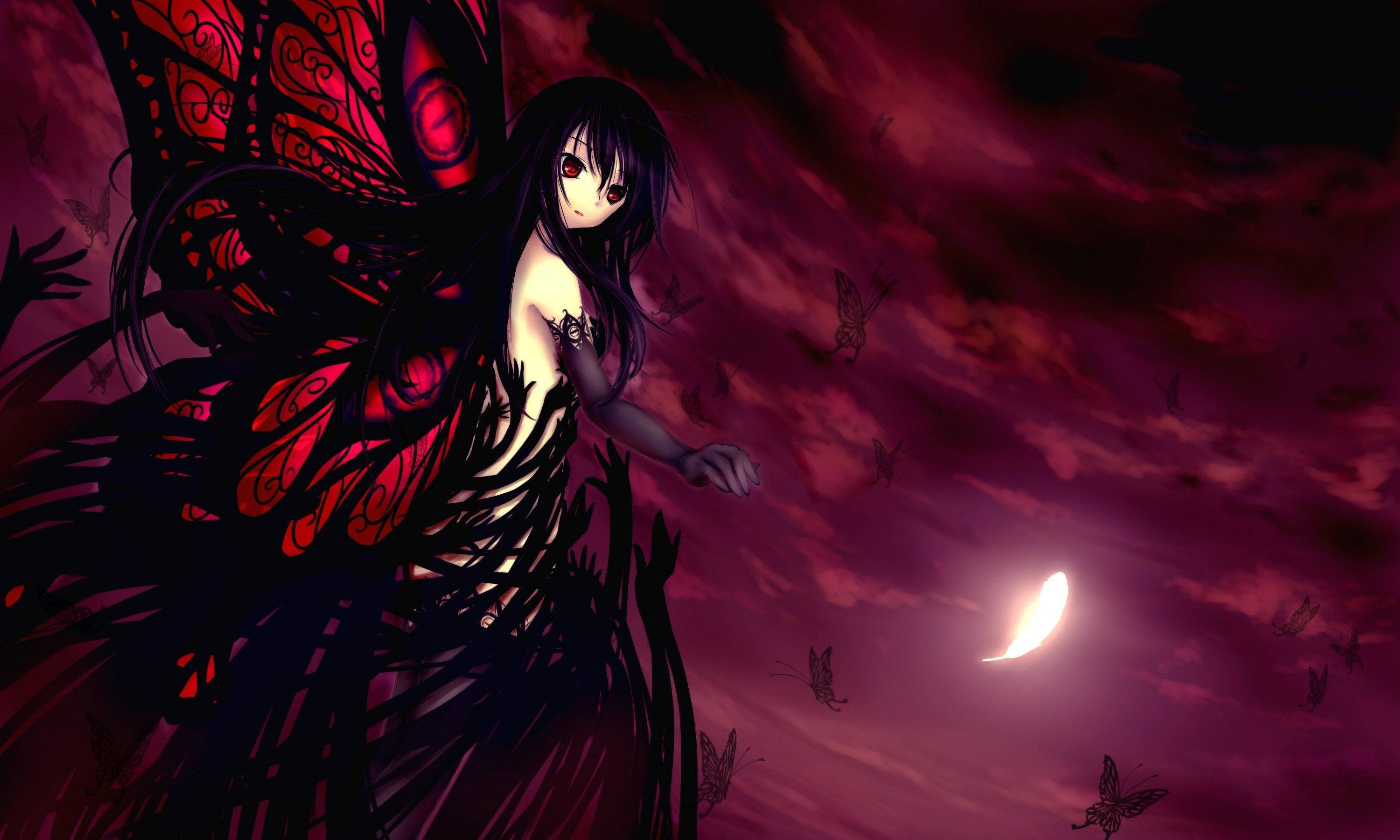 Anime Demon Gotik Kelebek Duvar Kağıdı