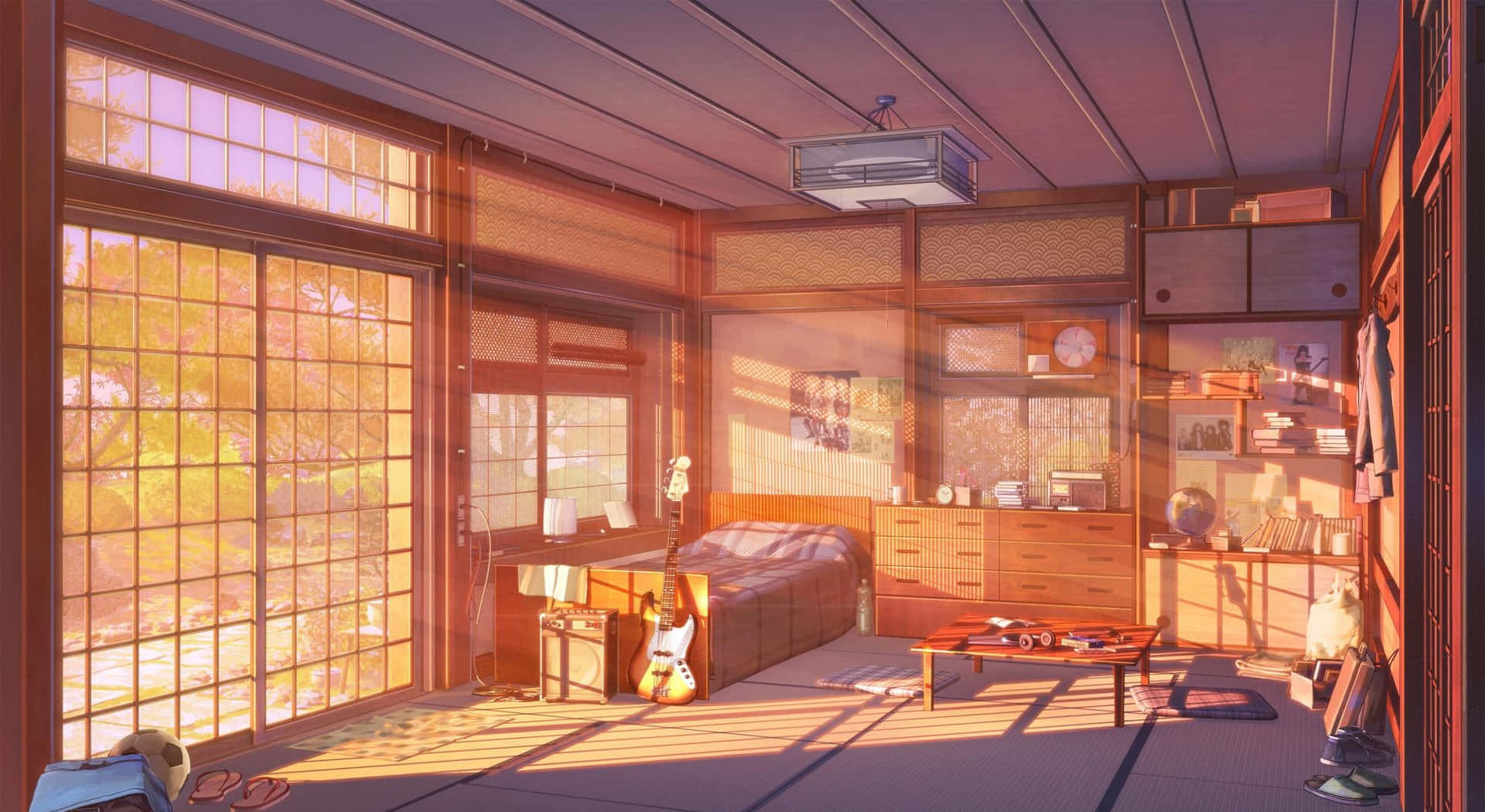 Anime izleyip dinlenmek için huzurlu bir alan! Duvar Kağıdı