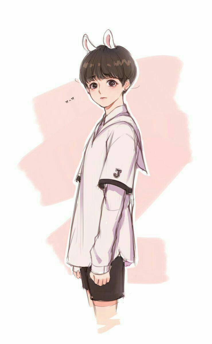 Anime Jungkook Pembe Estetik Telefon Duvar Kağıdı