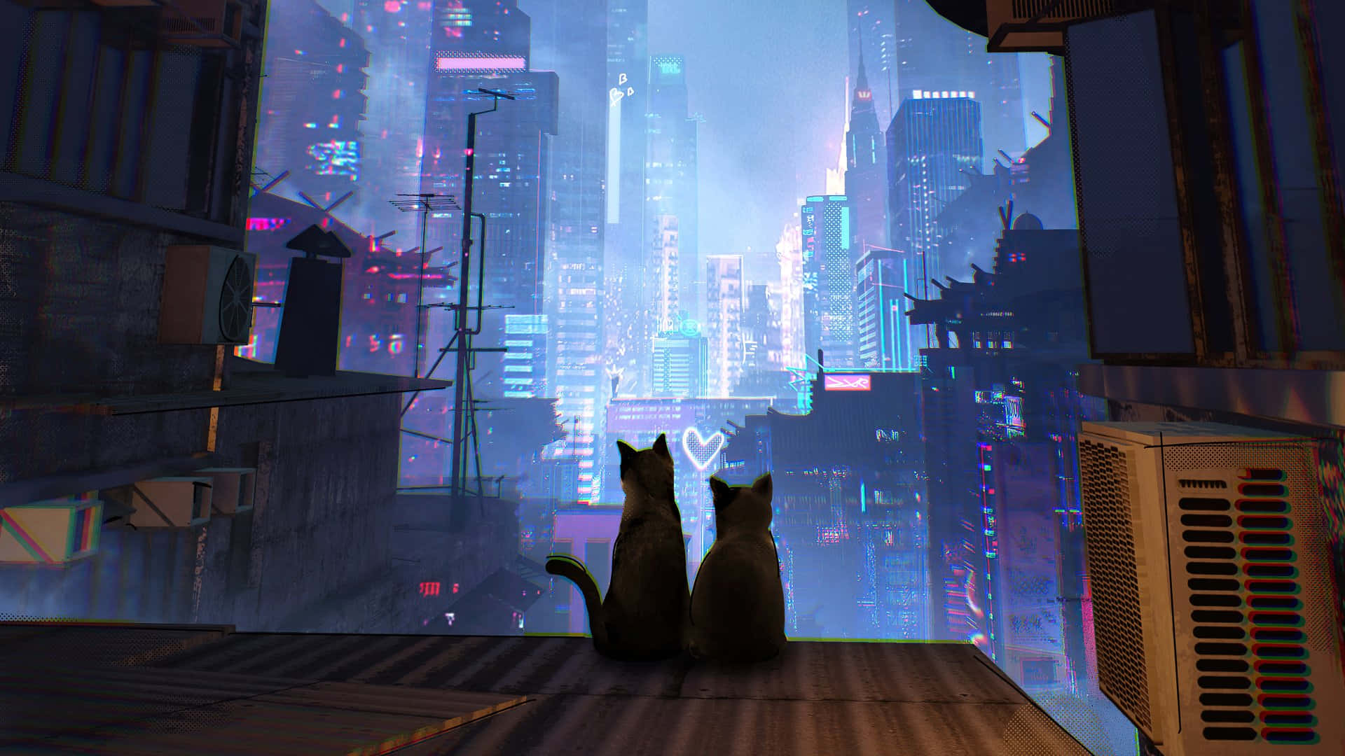 Anime Kedi arkaplanı Duvar Kağıdı