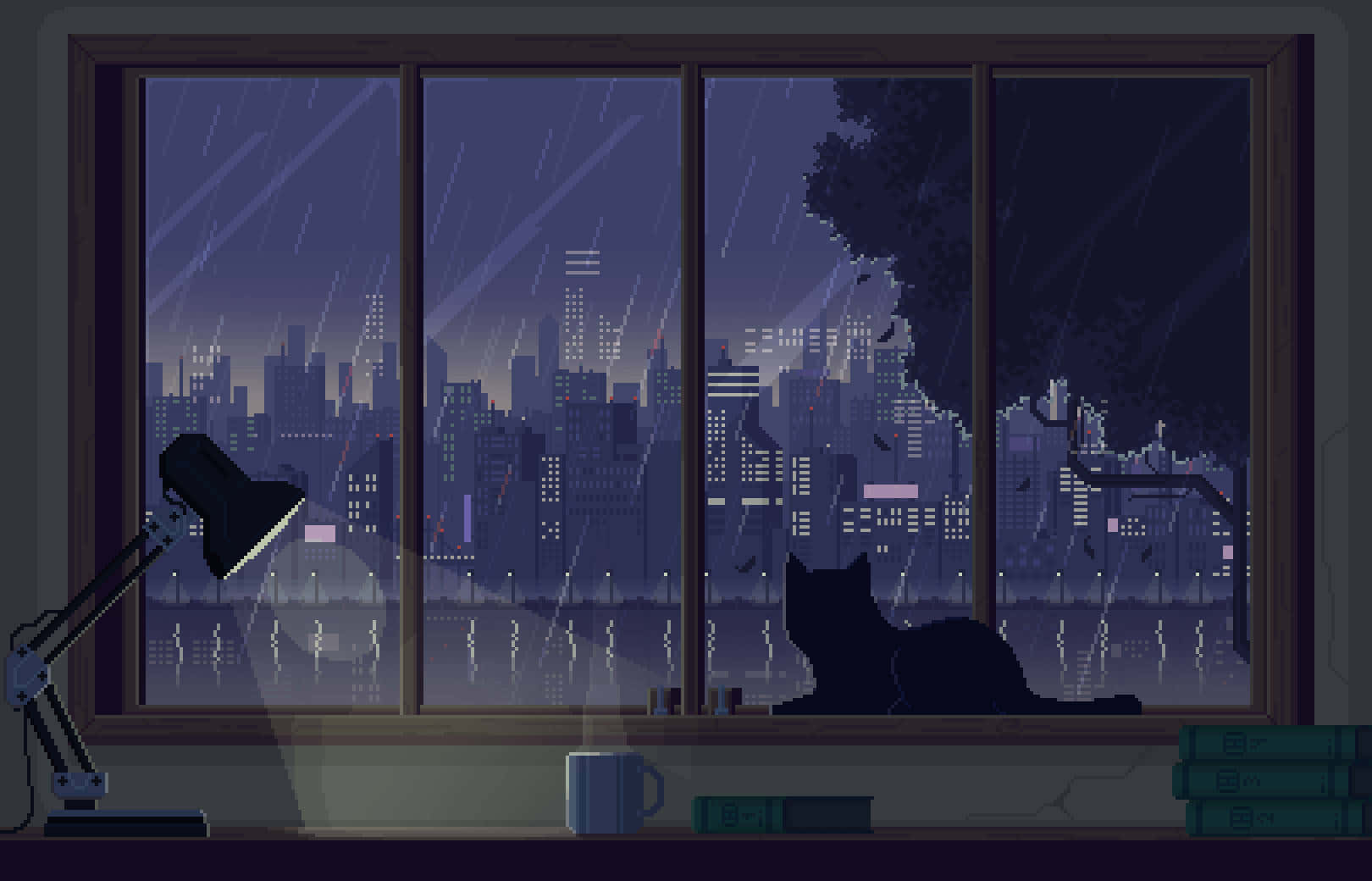 Anime Kedi arkaplanı Duvar Kağıdı