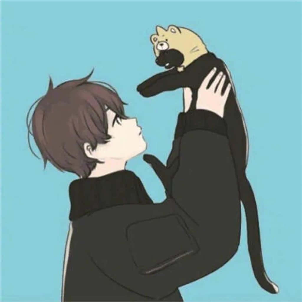 Anime Kediyle Uyumlu Erkek Profil Fotoğrafı Duvar Kağıdı