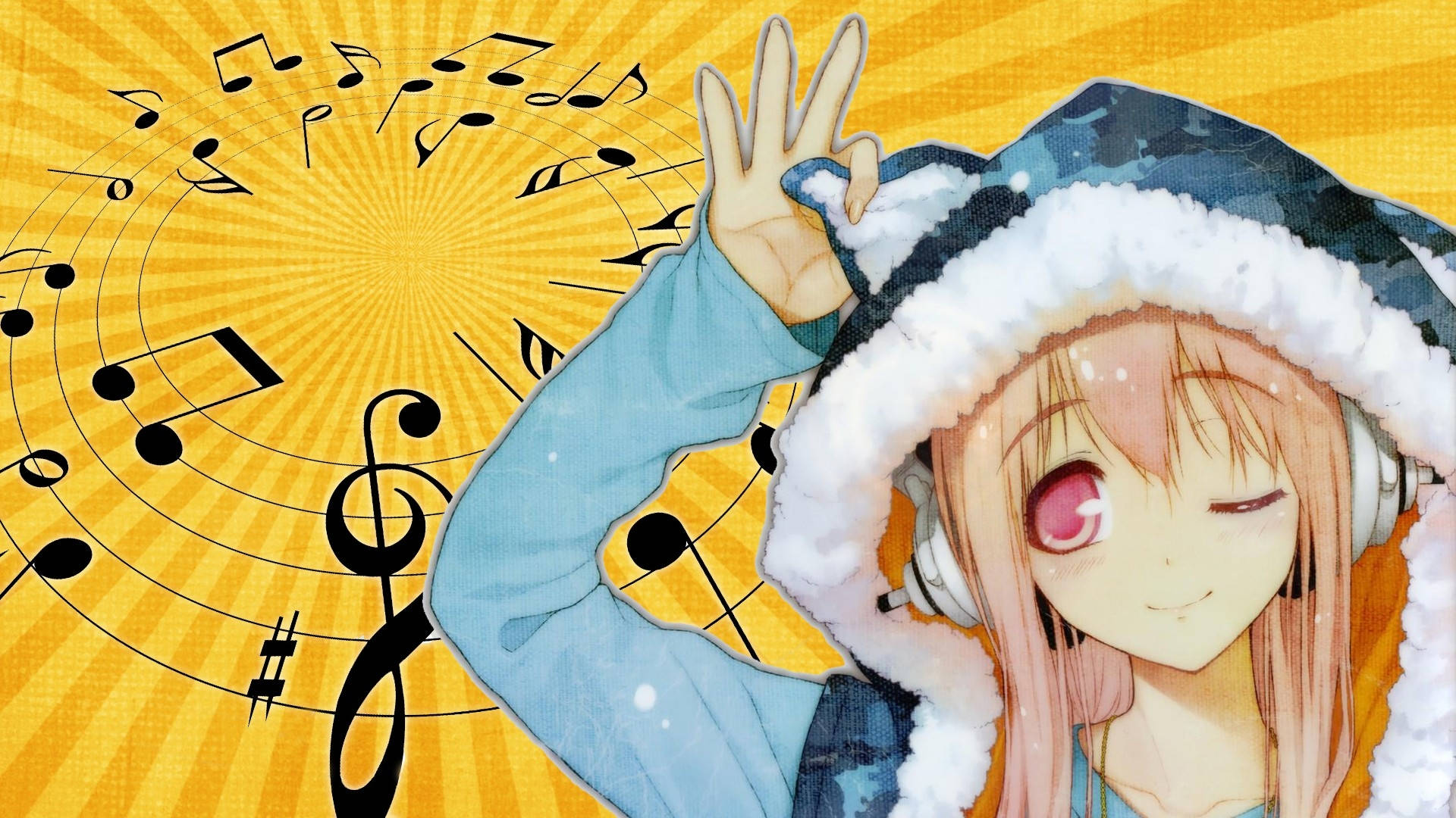 Anime Kızı Hoodie Süper Sonico Duvar Kağıdı