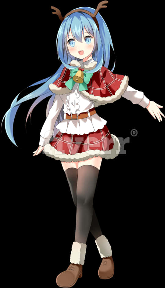 Anime Kızı Ren Geyiği Kostümü Duvar Kağıdı