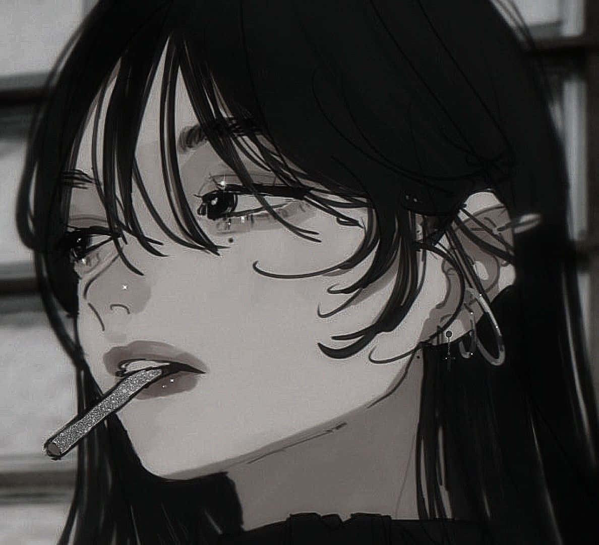 Anime Kızı Sigara İçen Profil Fotoğrafı — Havalı anime GIF Duvar Kağıdı