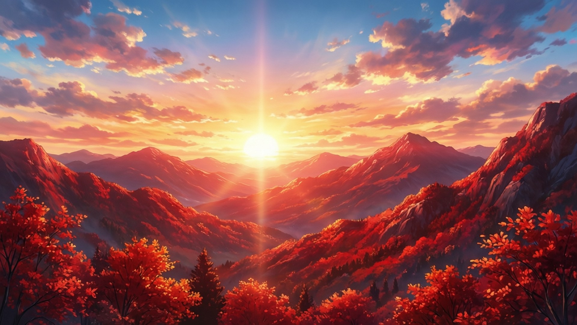 Anime Kırmızısı Duvar Kağıdı