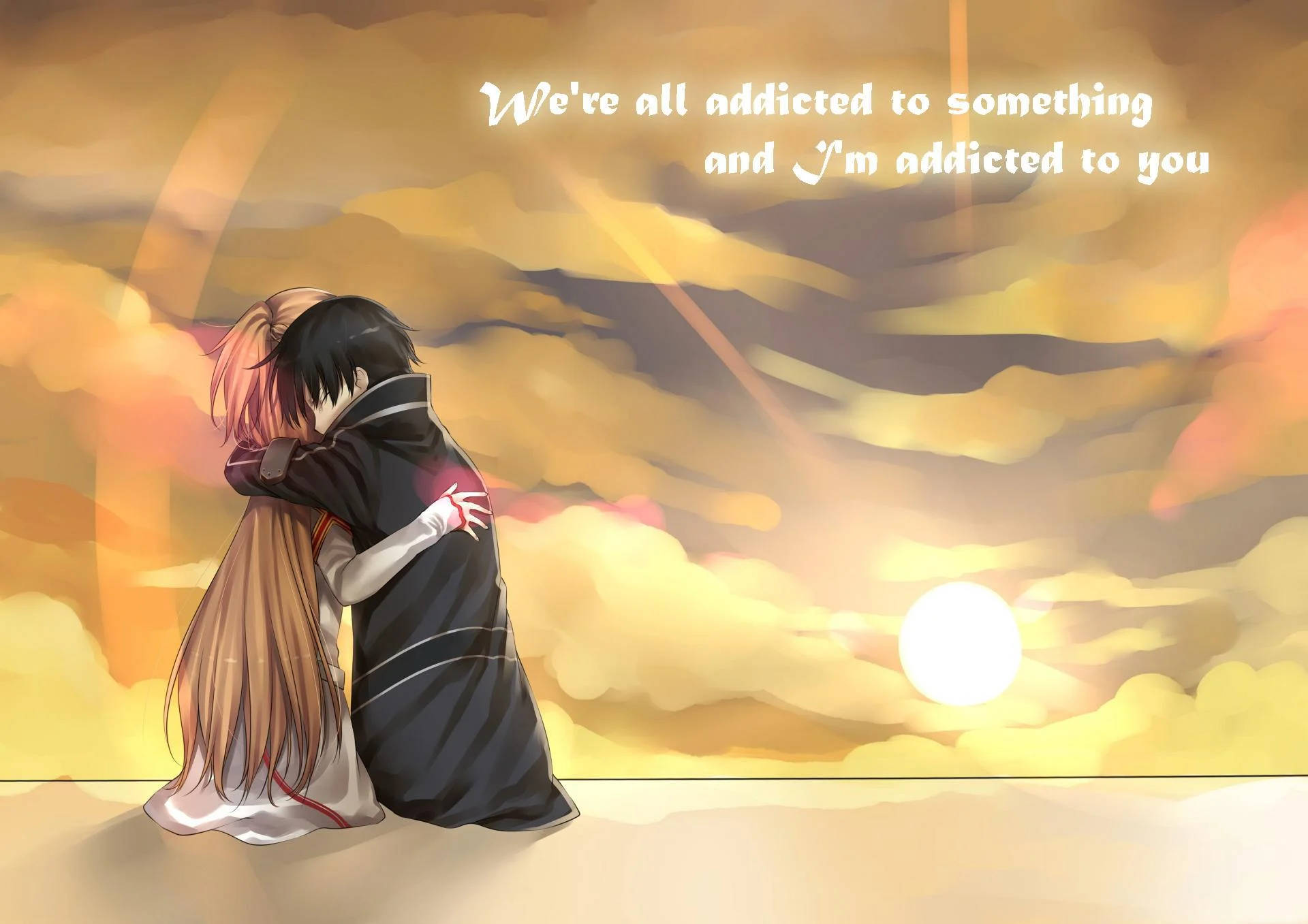 Anime Kucaklaşma Alıntısı Duvar Kağıdı