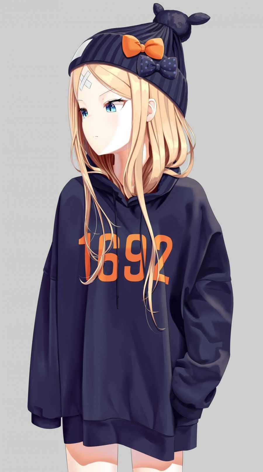 Anime Kızı Rahat Bir Kapüşonlu Sweatshirt İçinde Duvar Kağıdı