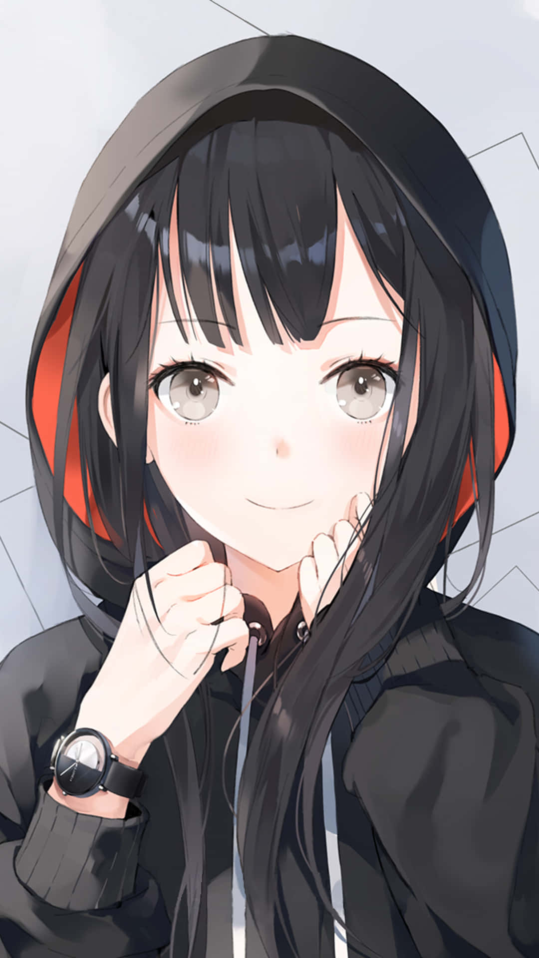 Anime Kızı Şık Bir Kapüşonlu Sweatshirt İçinde Duvar Kağıdı
