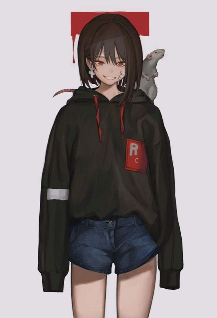 Anime kızı şık hoodie'mizi giyiyor Duvar Kağıdı