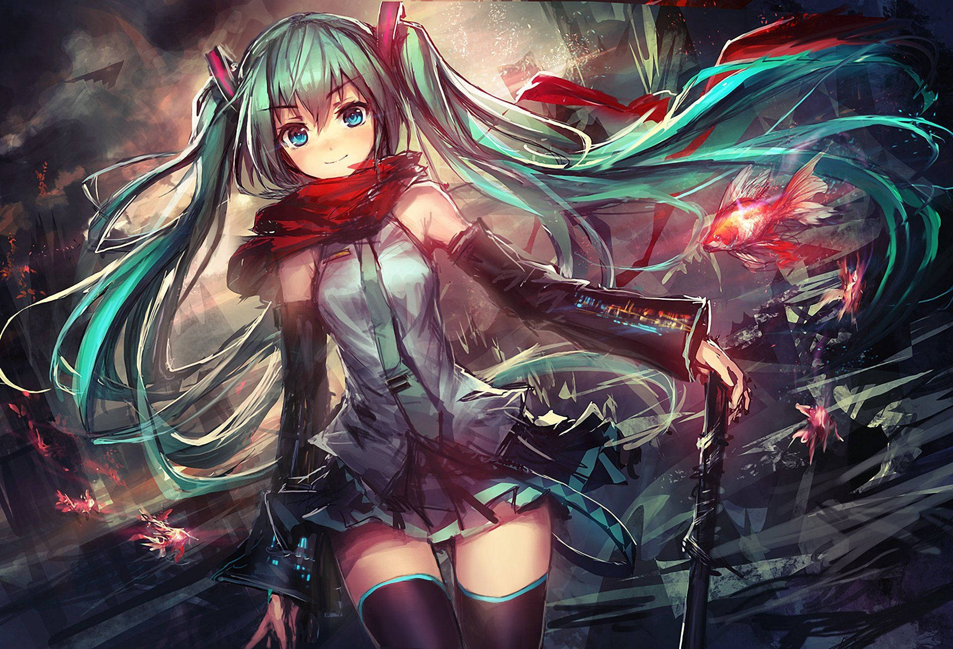 Anime Kızı Vocaloid Hatsune Miku Duvar Kağıdı