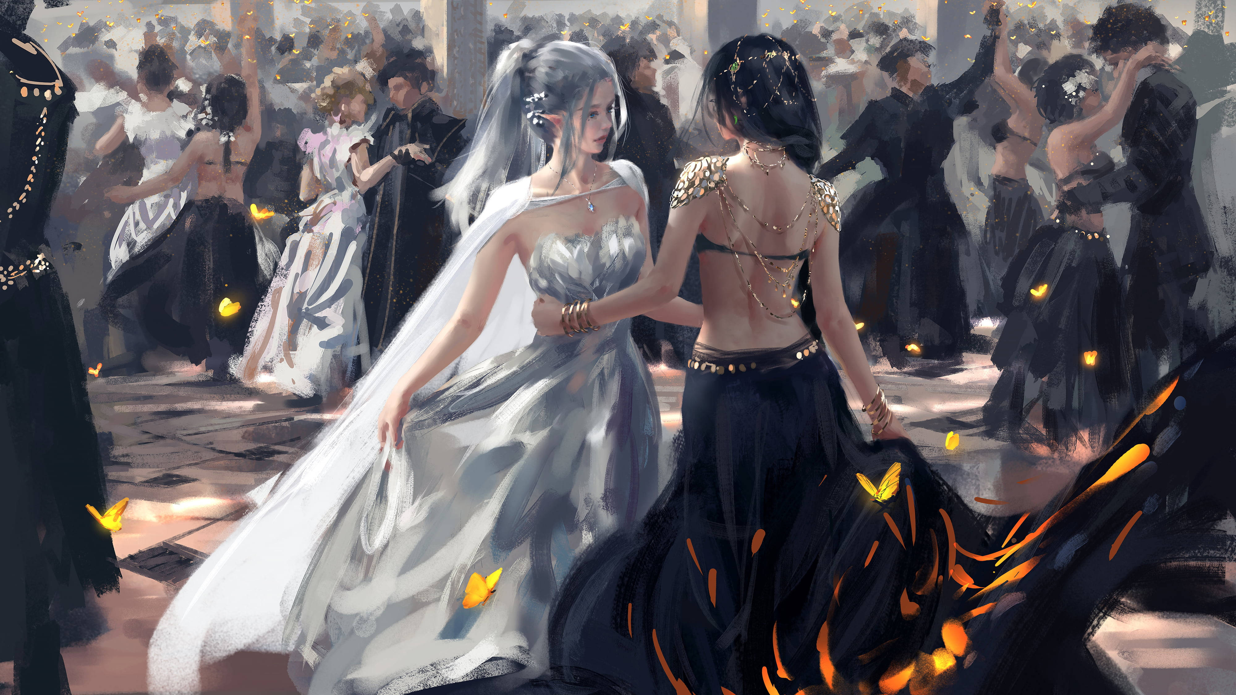 Anime Kızları Uyum İçinde Dans Ediyor Duvar Kağıdı