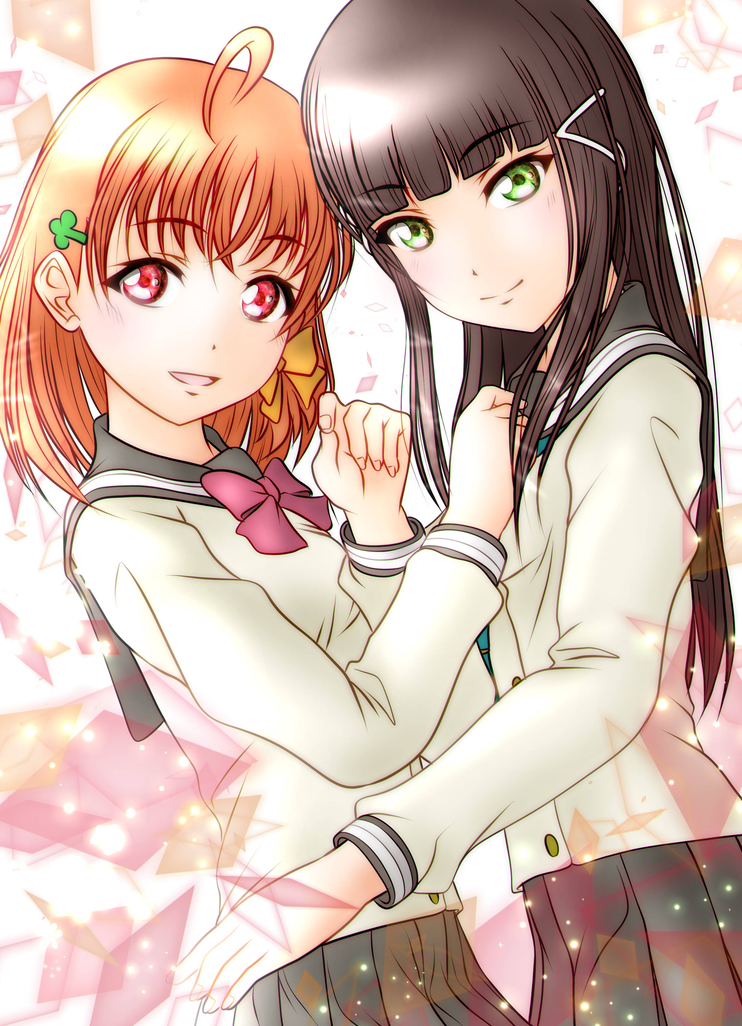 Anime Lezbiyen Chika ve Dia Duvar Kağıdı