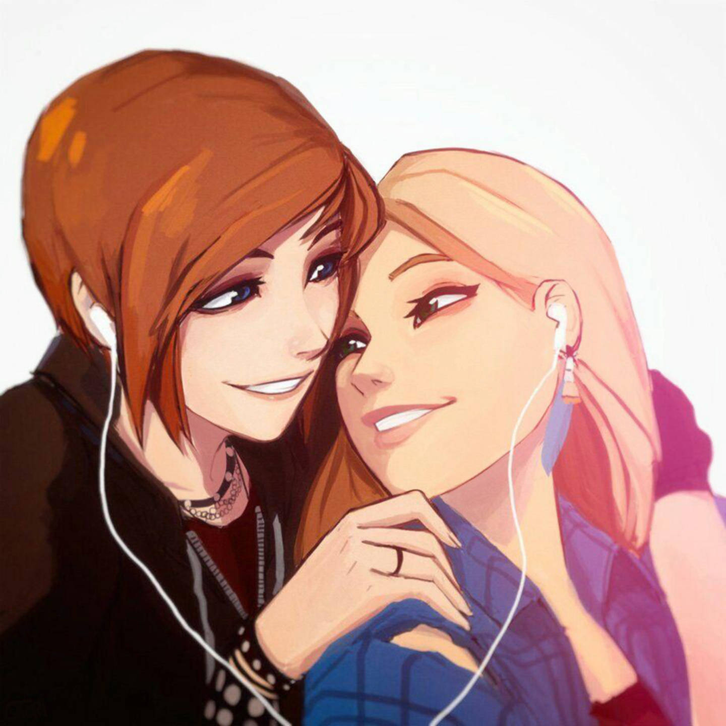 Anime Lezbiyen Chloe ve Rachel Duvar Kağıdı